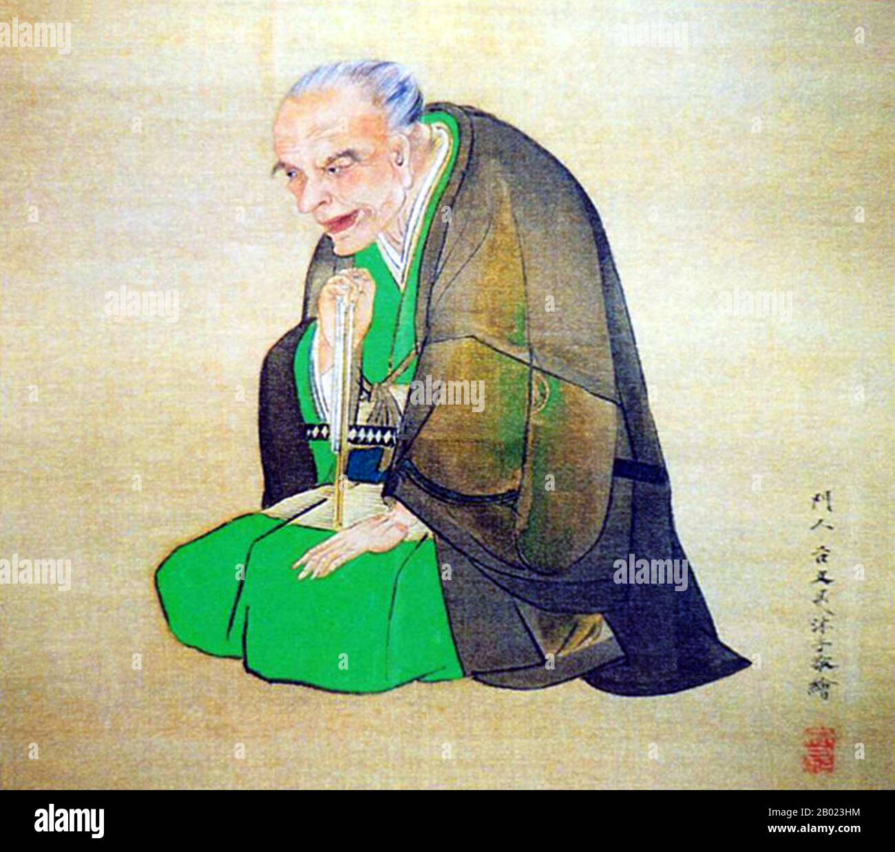 Japon : Ono Ranzan (1729-1810), botaniste et herboriste japonais. Portrait de Tani Bunchō (1763-1841), 1809. Ono Ranzan, également connu sous le nom d'Ono Motohiro, a travaillé comme herboriste au milieu de l'époque d'Edo. L'herboristerie est une étude chinoise ancienne impliquant des recherches sur les plantes et les minéraux, en se concentrant sur leur importance pour l'usage médicinal. Ranzan a publié la littérature la plus complète du Japon sur l'herboristerie, 'Honzo Koumoku Keimou (Enlightenment for Compendium of Materia Medica)' en 1803 et il est connu pour avoir contribué plus tard à l'expansion de l'histoire naturelle. Banque D'Images