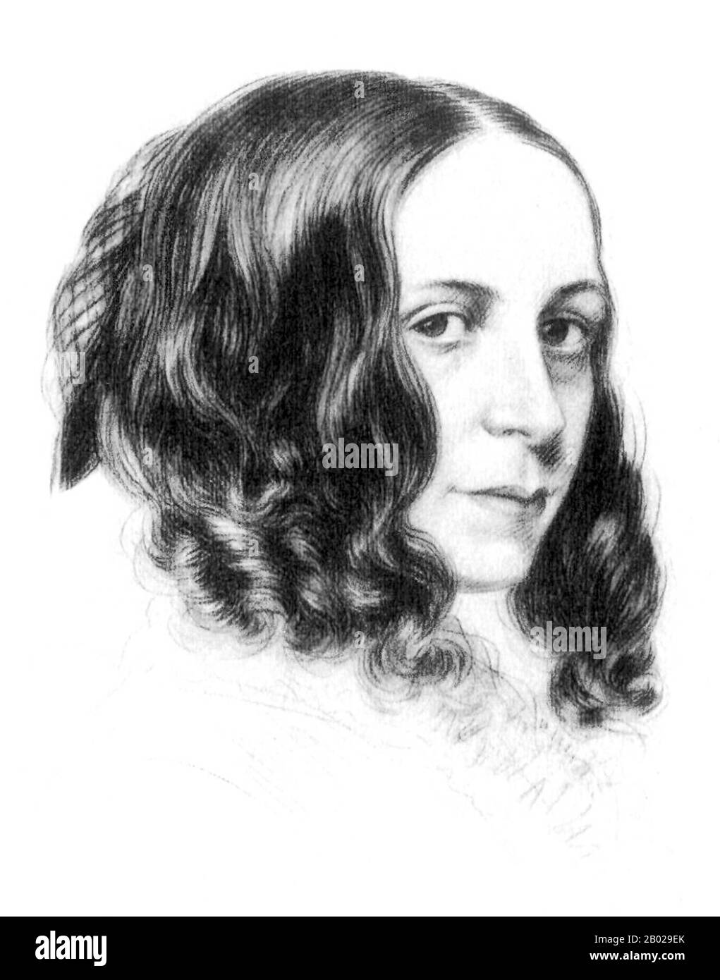 UK : Elizabeth Barrett Browning (6 mars 1806 - 29 juin 1861), l'un des poètes les plus éminents de l'époque victorienne. Elle était également accro au laudanum ou à la teinture d'opium. Croquis portrait, 1859. Elizabeth Barrett Browning est l'une des poètes les plus éminentes de l'époque victorienne. Sa poésie a été largement populaire en Angleterre et aux États-Unis au cours de sa vie. Un recueil de ses derniers poèmes a été publié par son mari, Robert Browning, peu après sa mort. Elle a commencé à prendre des opiacés pour soulager la douleur, du laudanum (une concoction d'opium) puis de la morphine, couramment prescrite à l'époque. Banque D'Images UK : Elizabeth Barrett Browning (6 mars 1806 - 29 juin 1861), l'un des poètes les plus éminents de l'époque victorienne. Elle était également accro au laudanum ou à la teinture d'opium. Croquis portrait, 1859. Elizabeth Barrett Browning est l'une des poètes les plus éminentes de l'époque victorienne. Sa poésie a été largement populaire en Angleterre et aux États-Unis au cours de sa vie. Un recueil de ses derniers poèmes a été publié par son mari, Robert Browning, peu après sa mort. Elle a commencé à prendre des opiacés pour soulager la douleur, du laudanum (une concoction d'opium) puis de la morphine, couramment prescrite à l'époque. Banque D'Images