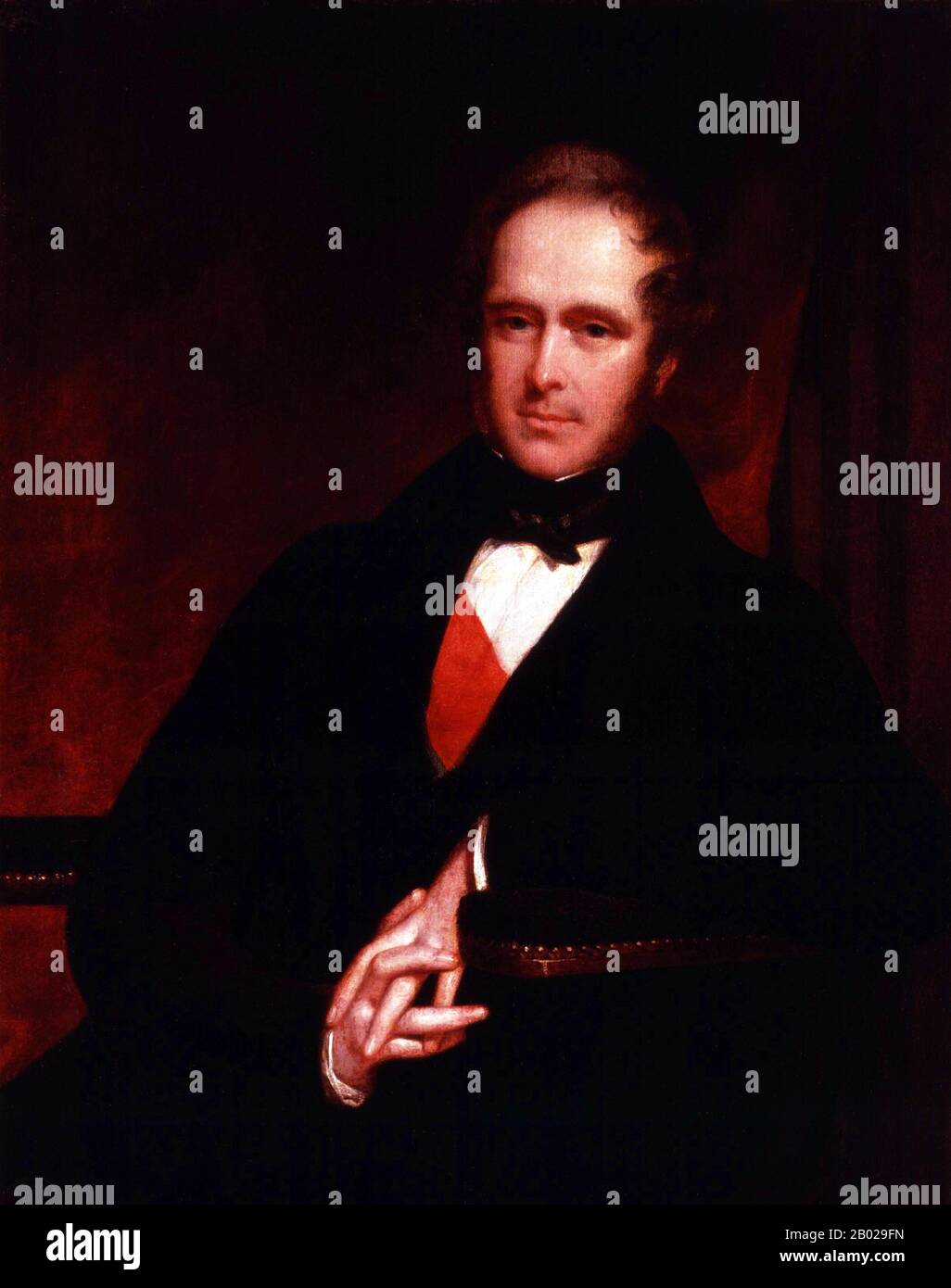 Henry John Temple, 3ème Viscount Palmerston, KG, GCB, PC (20 octobre 1784 – 18 octobre 1865), connu sous le nom de Lord Palmerston, était un homme d'État britannique qui a été deux fois Premier ministre au milieu du XIXe siècle. Populairement surnommé 'Pam', ou 'Le Mongoose', il était au pouvoir presque continuellement de 1807 à sa mort en 1865, commençant sa carrière parlementaire comme conservateur et la terminant comme libéral. Il est le mieux rappelé pour sa direction de la politique étrangère britannique à travers une période où la Grande-Bretagne était au plus haut de son pouvoir, servant de termes à la fois de secrétaire des Affaires étrangères et de premier Mi Banque D'Images