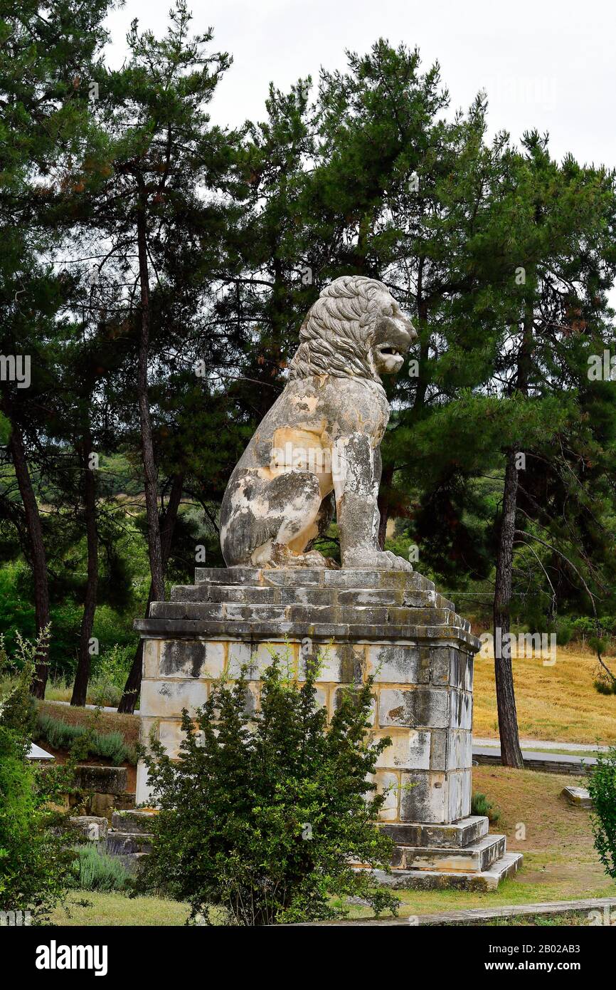 Grèce, monument ancien, Lion d'Amphipoli Banque D'Images