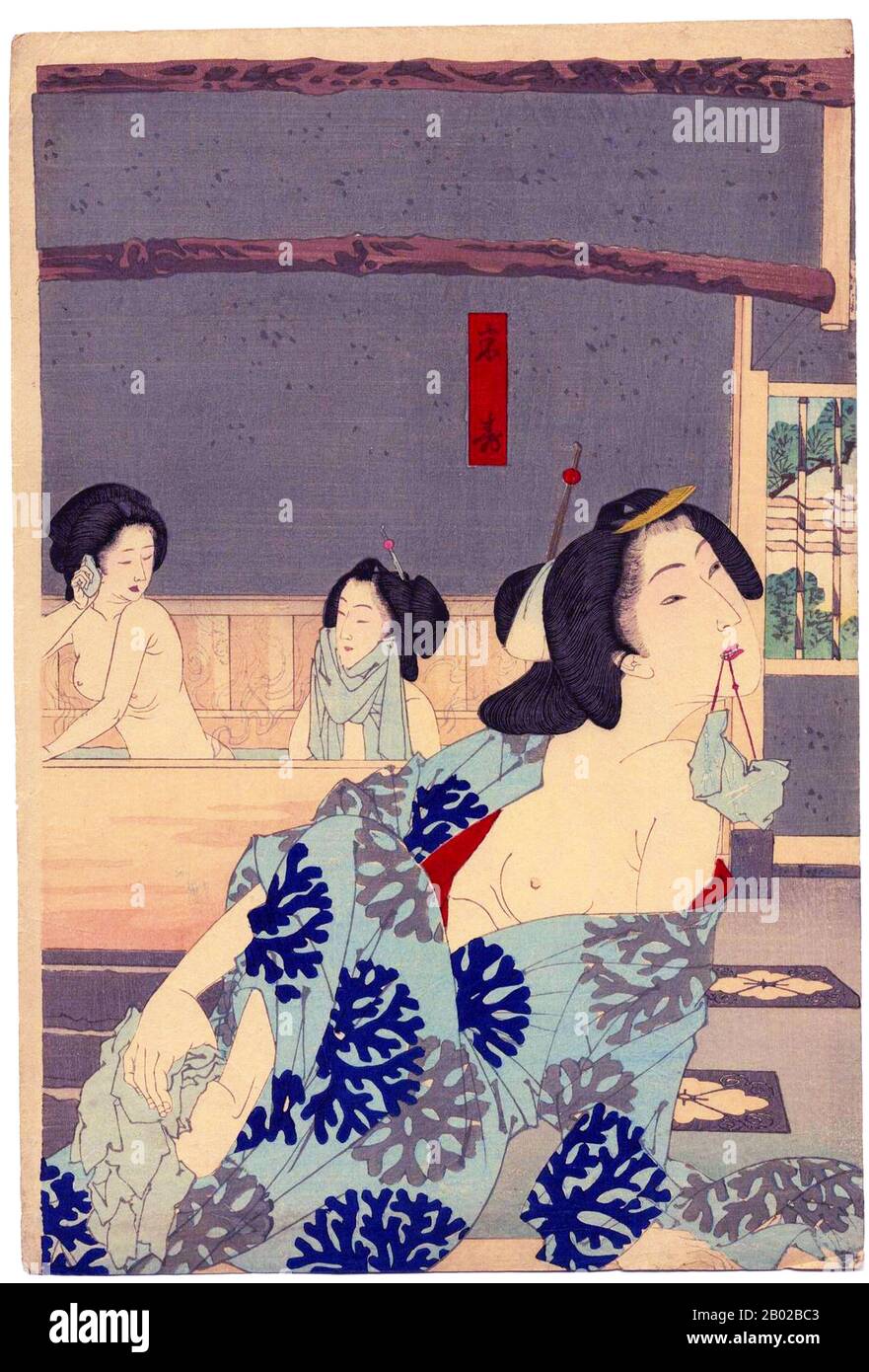 Tsukioka Yoshitoshi (30 avril 1839 – 9 juin 1892) (japonais : 月岡 芳年; également nommé Tiso Yoshitoshi 大蘇 芳年) était un artiste japonais et un maître d'impression de boisés Ukiyo-e. Il est largement reconnu comme le dernier grand maître d'Ukiyo-e, un type d'impression japonaise de blocs de bois. Il est en outre considéré comme l'un des plus grands innovateurs de la forme. Sa carrière a duré deux périodes – les dernières années de la période Edo Japon, et les premières années du Japon moderne après la restauration Meiji. Comme beaucoup de Japonais, Yoshitoshi était intéressé par de nouvelles choses du reste du monde, mais avec le temps il est devenu de plus en plus concerne Banque D'Images