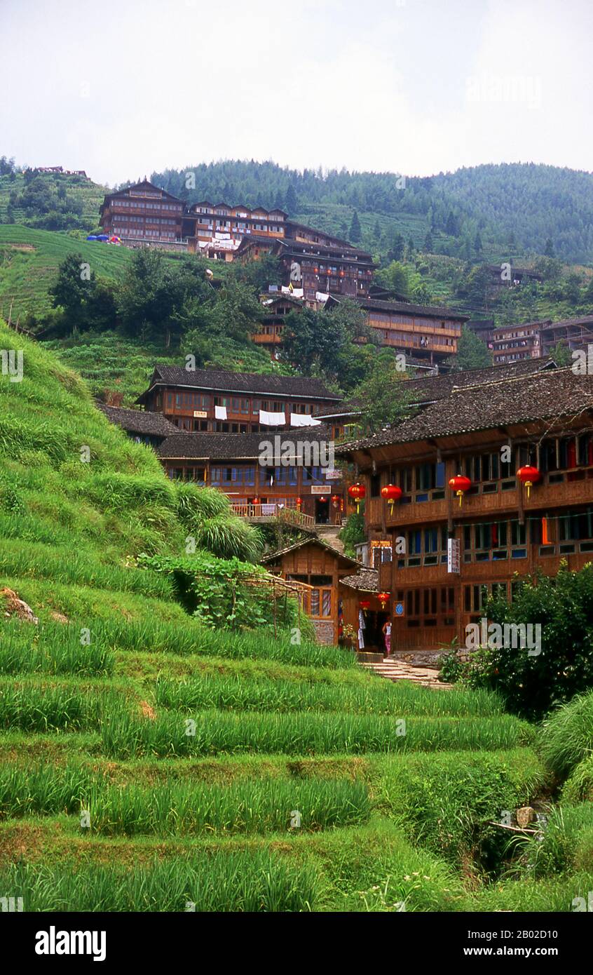 Le peuple Zhuang (chinois: 壮族; pinyin: Zhuàngzú; Zhuang: Bouxcuengh) est un groupe ethnique qui vit principalement dans la région autonome de Guangxi Zhuang dans le sud de la Chine. Certains vivent également dans les provinces du Yunnan, du Guangdong, du Guizhou et du Hunan. Ils forment l'un des 55 groupes ethniques minoritaires officiellement reconnus par la République Populaire de Chine. Avec les Buyi, Tay–Nùng et d'autres intervenants du nord du Tai, ils sont parfois appelés Rau ou Rao. Leur population, estimée à 18 millions de personnes, les place en deuxième position seulement pour les Chinois Han et fait du Zhuang la plus grande minorité en Chine. Longji (Dragon' Banque D'Images