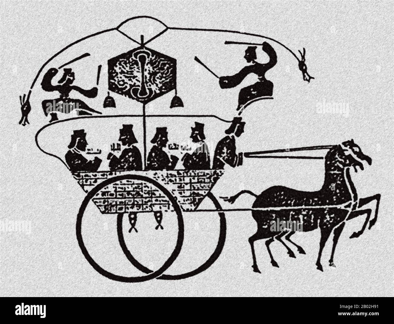 Le sanctuaire de la montagne de Xiaotang Han (chinois: 孝堂山汉墓祠; pinyin: Xiàotáng Shān Hàn Mù Cí) également connu sous le nom de la famille de Guo Ancestral Hall (chinois: 孝堂山郭氏墓石祠; pinyin: Xiàotángshān Guō Shì Mù Shí Cí, littéralement « Xiaotang Mountain Guo Family Tomb Stone Ancestral Hall ») est un sanctuaire en pierre funéraire de la dynastie des Han du début de l'est (25-220 ce) situé sur les pentes de la vallée de la rivière jaune dans la partie ouest de la province de Shandong, en Chine. Un odomètre pour mesurer la distance a d'abord été décrit par Vitruvius autour de 27 et 23 BCE, bien que l'inventeur ait pu être Archimedes de Syracuse (c. 287 BC – c. 21 Banque D'Images