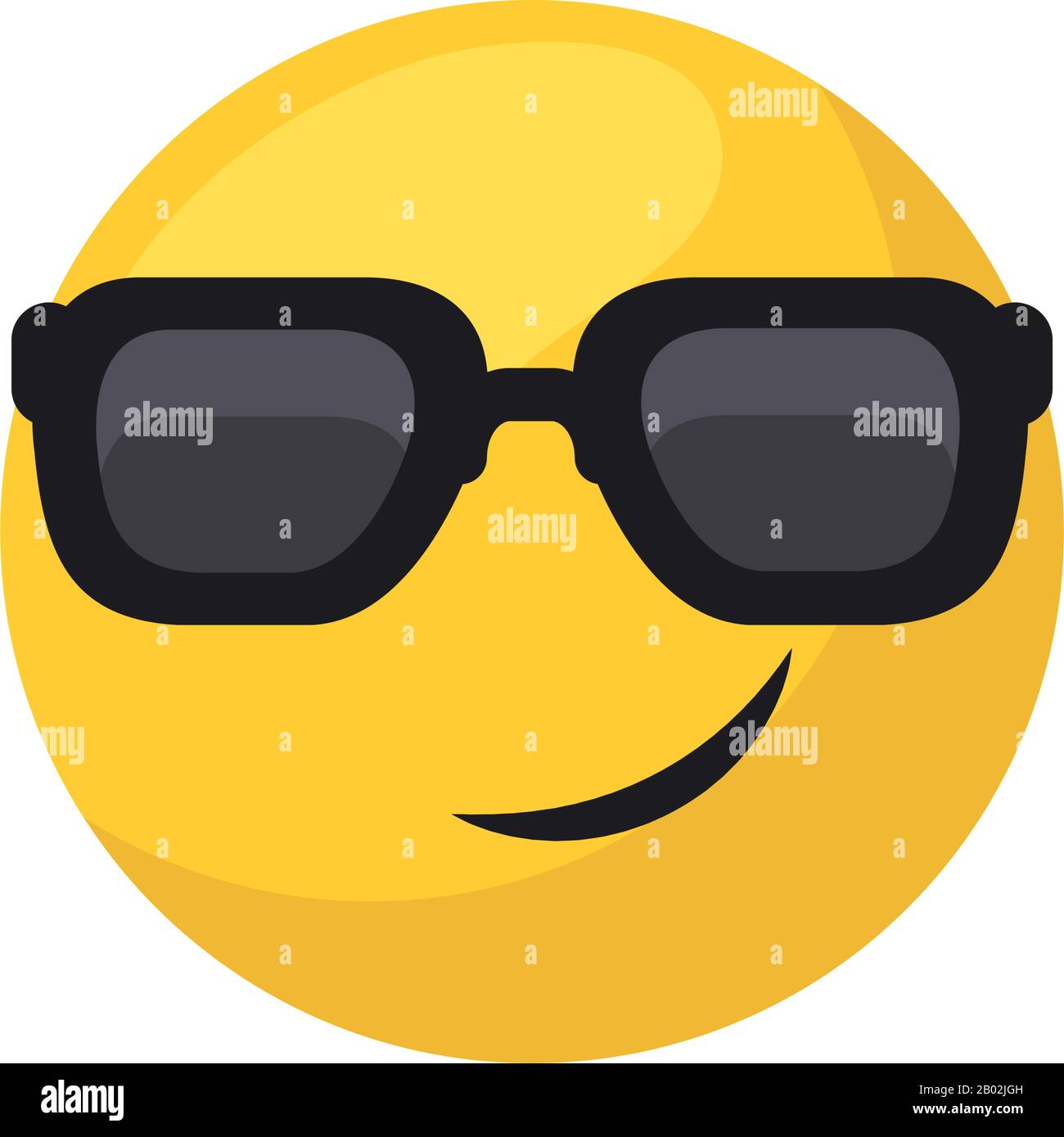 Cool emoji visage plat icône design, l'expression de dessin animé émoticône mignon personnage profil visage jouet adorable et social thème illustration vectorielle Illustration de Vecteur