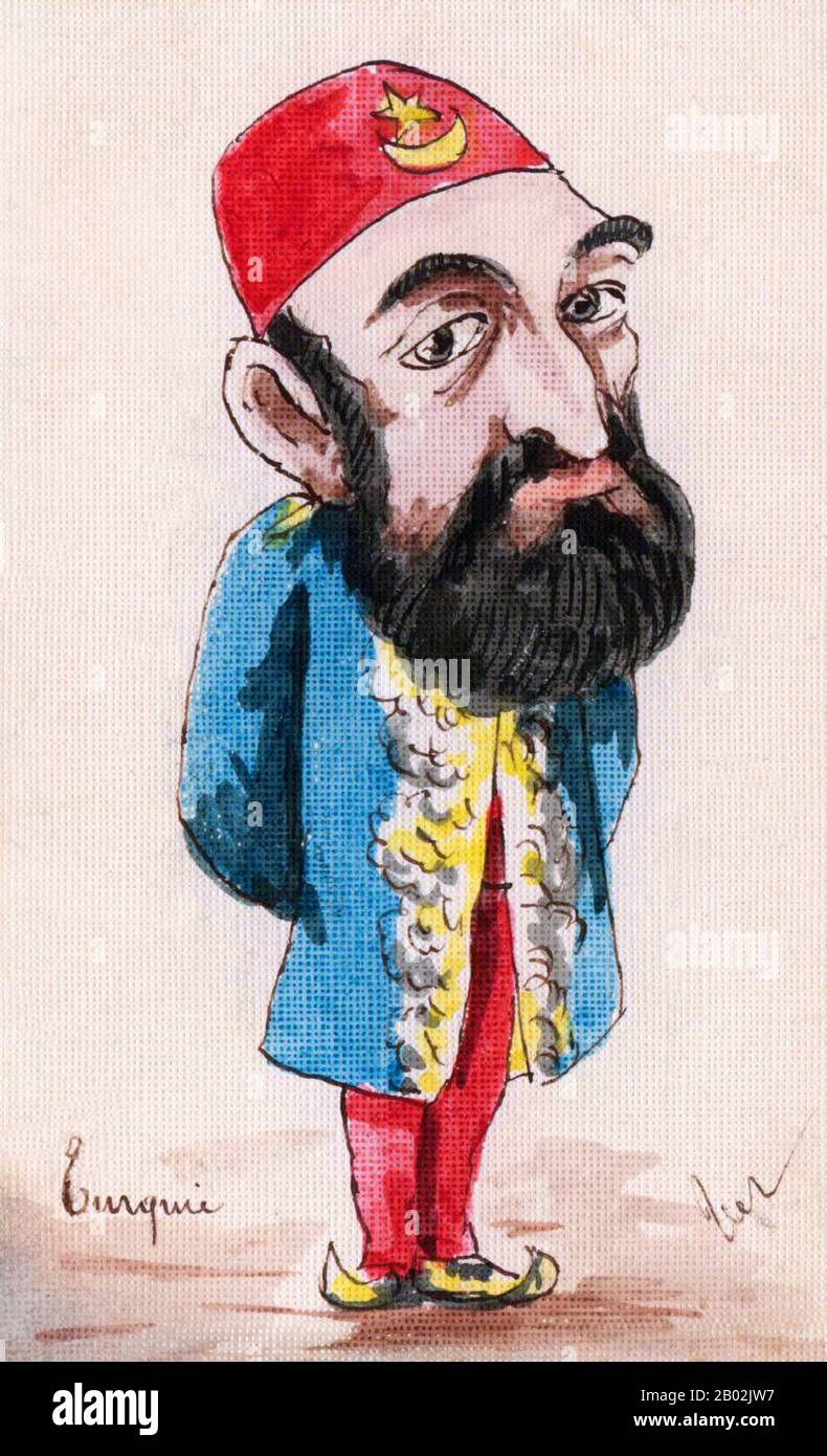 Abdul Hamid II (turc ottoman: عبد الحميد ثانی, `Abdü’l-Ḥamīd-i sânabi; turc: İkinci Abdülhamit; 22 septembre 1842 – 10 février 1918) était le 34ème sultan de l’Empire ottoman et le dernier sultan à exercer un contrôle autocratique efficace sur l’état fracturant. Il a supervisé une période de déclin de la puissance et de l'étendue de l'Empire, y compris des pogroms et des massacres gouvernementaux à grande échelle contre les minorités de l'Empire (appelés massacres d'Hamidian après lui) ainsi qu'une tentative d'assassinat, Décision du 31 août 1876 jusqu'à ce qu'il soit déposé peu de temps après la Révolution jeune Turque de 1908, on Banque D'Images