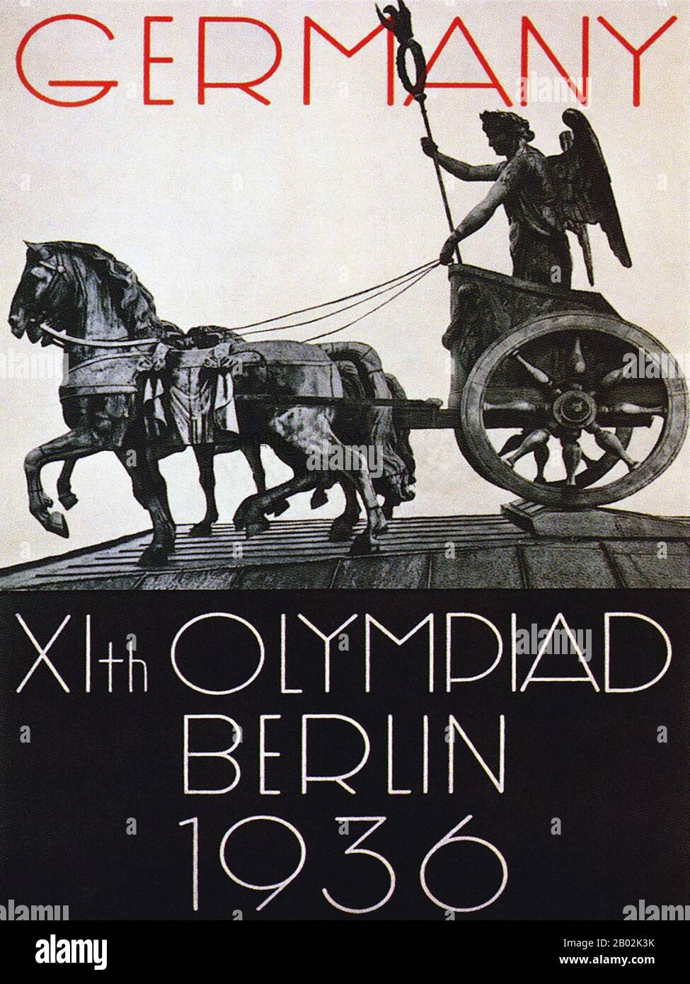 Les Jeux olympiques d'été de 1936, officiellement connus sous le nom de Jeux de la XI Olympiade, ont été un événement international multisports qui a eu lieu en 1936 à Berlin, en Allemagne. Berlin a remporté la candidature pour accueillir les Jeux sur Barcelone, Espagne, le 26 avril 1931, lors de la 29ème session du CIO à Barcelone (deux ans avant que les nazis ne soient au pouvoir). Banque D'Images