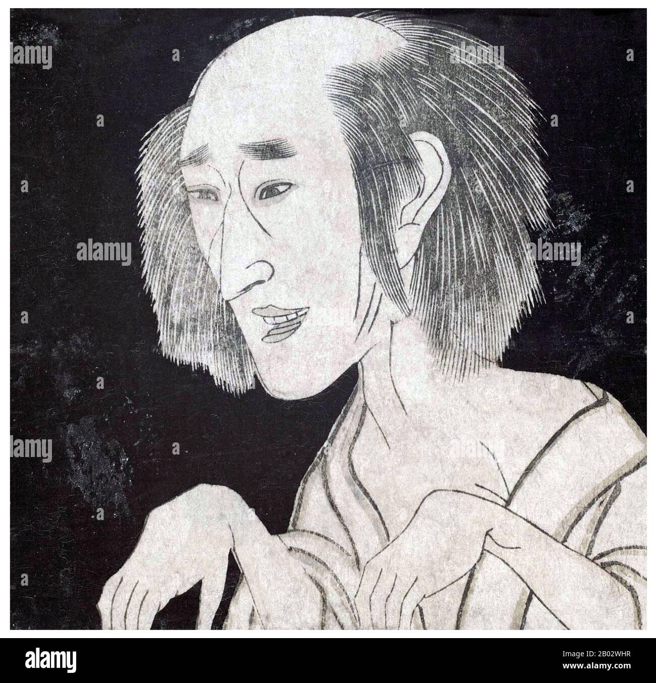 Utagawa Toyokuni (1769 à Edo – 24 février 1825 à Edo), aussi souvent appelée Toyokuni I pour le distinguer des membres de son école qui a pris le contrôle de son gō (nom-art) après sa mort, était un grand maître d'ukiyo-e, connu en particulier pour ses empreintes de kabuki acteur. Il a été le deuxième chef de la célèbre école d'artistes japonais de bois d'Utagawa, et a été l'artiste qui l'a vraiment déplacé à la position de grande renommée et de pouvoir qu'il a occupé pour le reste du XIXe siècle. Banque D'Images