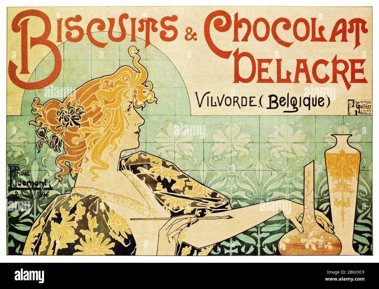 Henri Privat-Livemont (1861-1936) est un artiste né à Schaerbeek, Bruxelles, Belgique. Il est plus connu pour ses affiches Art nouveau. De 1883 à 1889, il travaille et étudie dans les studios de Lemaire, Lavastre et Duvignaud. Il est ensuite revenu à Bruxelles, et a travaillé sur les théâtres et les casinos là-bas. Banque D'Images