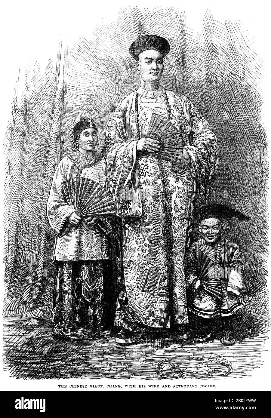Zhan Shichai (1841 - 5 novembre 1893) était un géant chinois qui a visité le monde comme 'Chang the Chinese Giant' au XIXe siècle. Son nom de scène était 'Chang Woo Gow'. Zhan est né à Fuzhou, province de Fujian dans les années 1840, bien que les rapports de l'année varient de 1841 à 1847. Sa hauteur était de plus de 2,4 m (8 pieds), mais il n'y a pas de dossiers faisant autorité. Il a quitté la Chine en 1865 pour se rendre à Londres où il est apparu sur scène, voyager plus tard en Europe, et aux États-Unis et en Australie comme 'Chang the Chinese Giant'. Zhan a reçu une bonne éducation dans divers pays, et a développé un bon und Banque D'Images