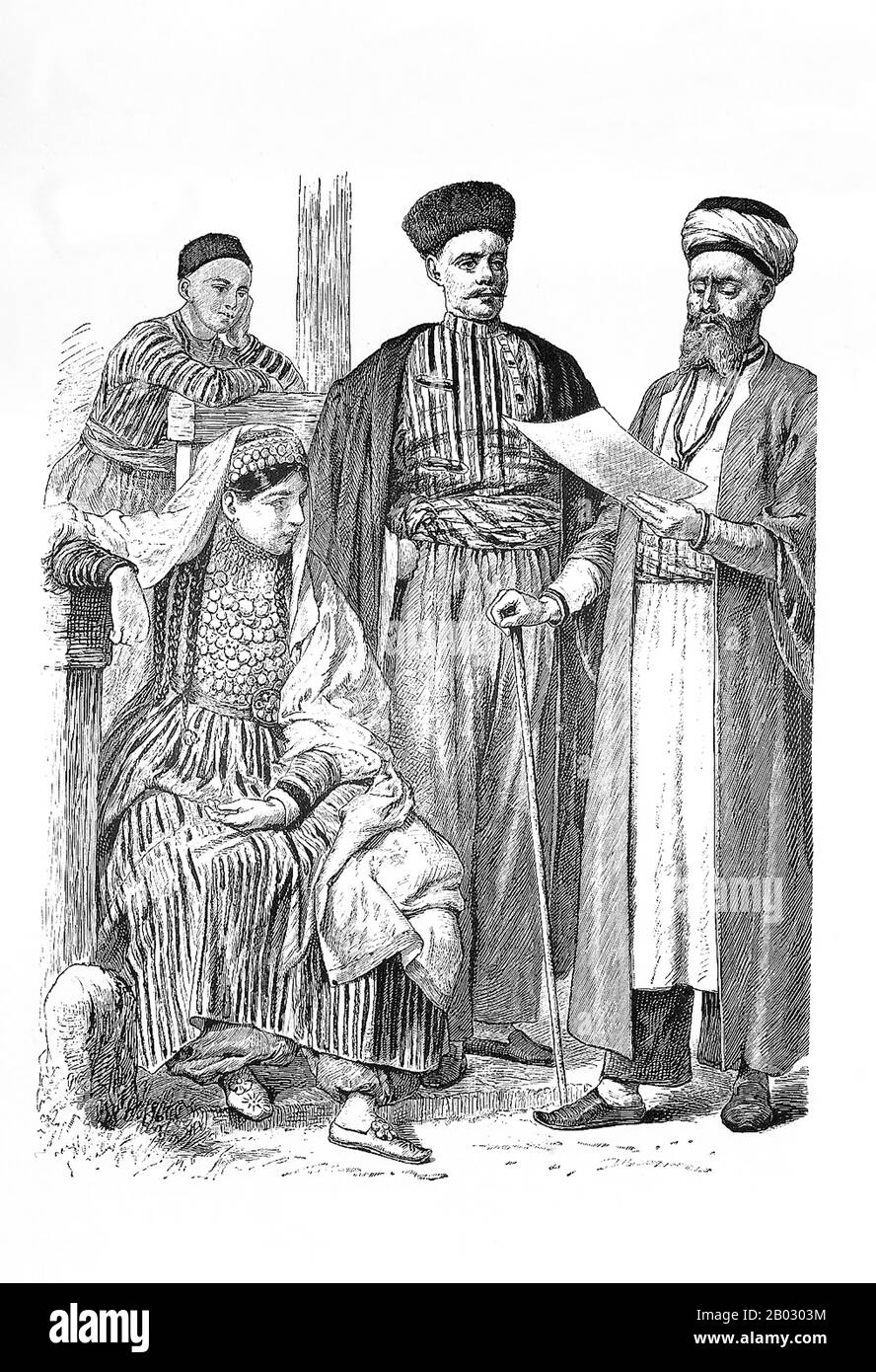 De 1861 à 1890, la société d'édition de Munich de Braun et Schneider a publié des plaques de costume historique et contemporain dans leur magazine Munchener Bilderbogen. Ces plaques ont finalement été rassemblées sous forme de livre et publiées au tournant du siècle en Allemagne et en Angleterre. Banque D'Images