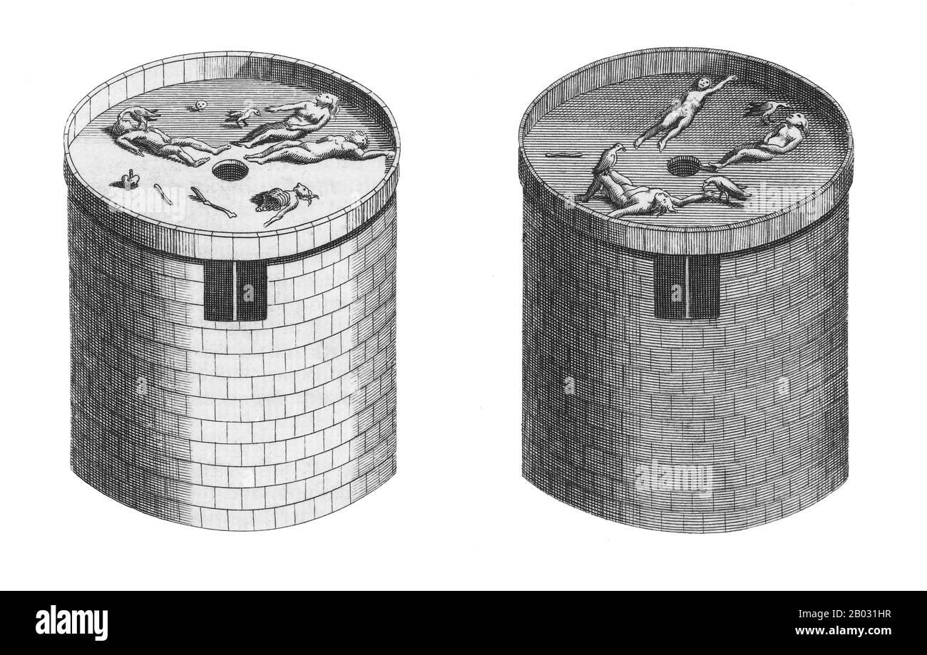 Une Tour de Silence ou Dakhma est une structure circulaire et surélevée utilisée par Zoroastrians pour l'exposition des morts. Il n'existe pas de nom technique standard pour une telle construction. Le dakhma ou le dokhma commun (du dakhmag du Moyen-Perse) a à l'origine pillé n'importe quel endroit pour les morts. De même, dans les textes médiévaux de la tradition zoroastrienne, le mot astodan apparaît, mais aujourd'hui dénote un ossuaire. Dans les provinces iraniennes de Yazd et Kerman, le terme technique est deme ou dema. En Inde, le terme doongerwadi est entré en service après la construction d'une tour sur une colline de ce nom. Le mot dagdah apparaît dans le sommet Banque D'Images
