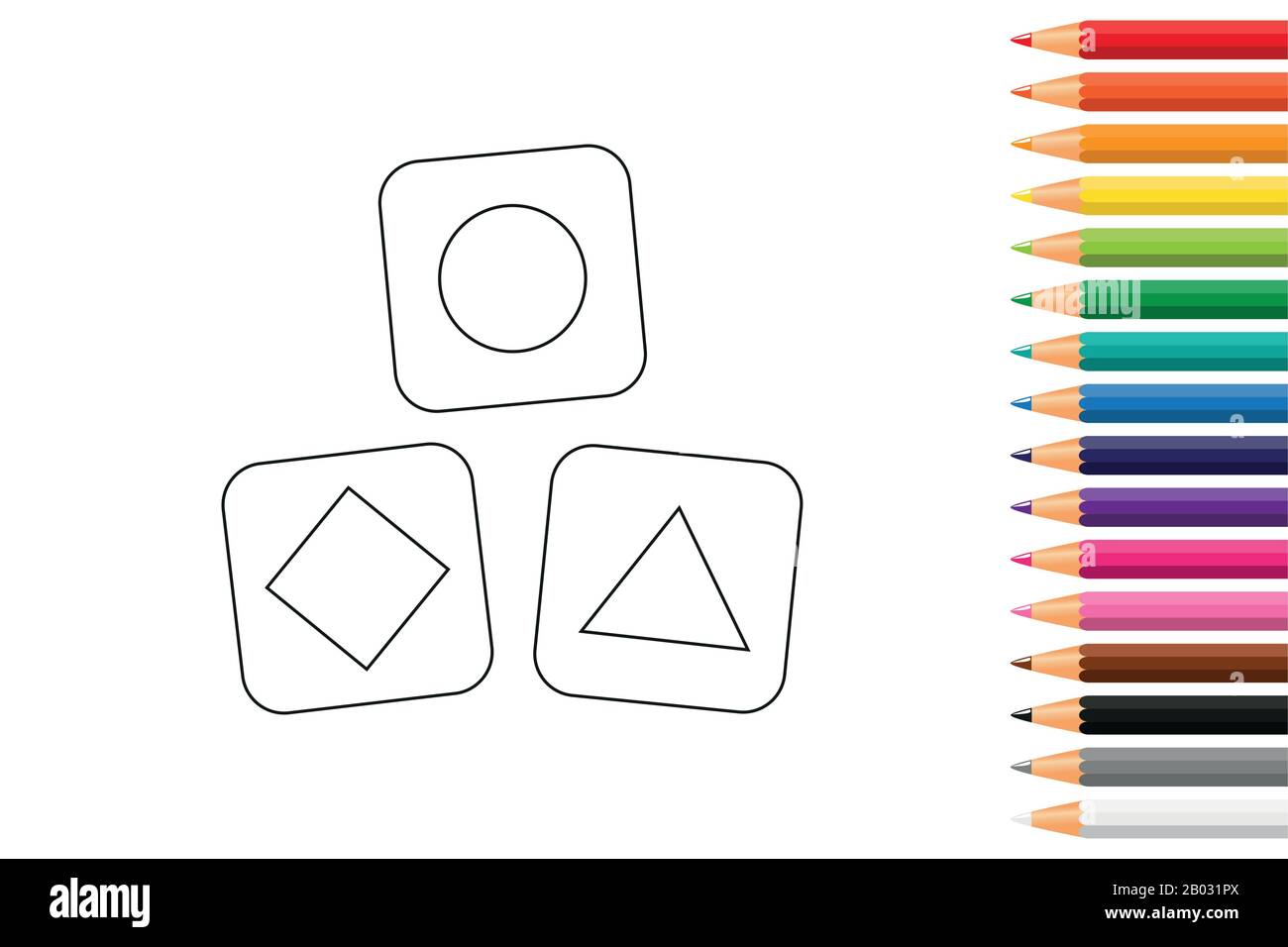 Dés pour bébés pour livres de coloriage avec crayons illustration vectorielle EPS10 Illustration de Vecteur