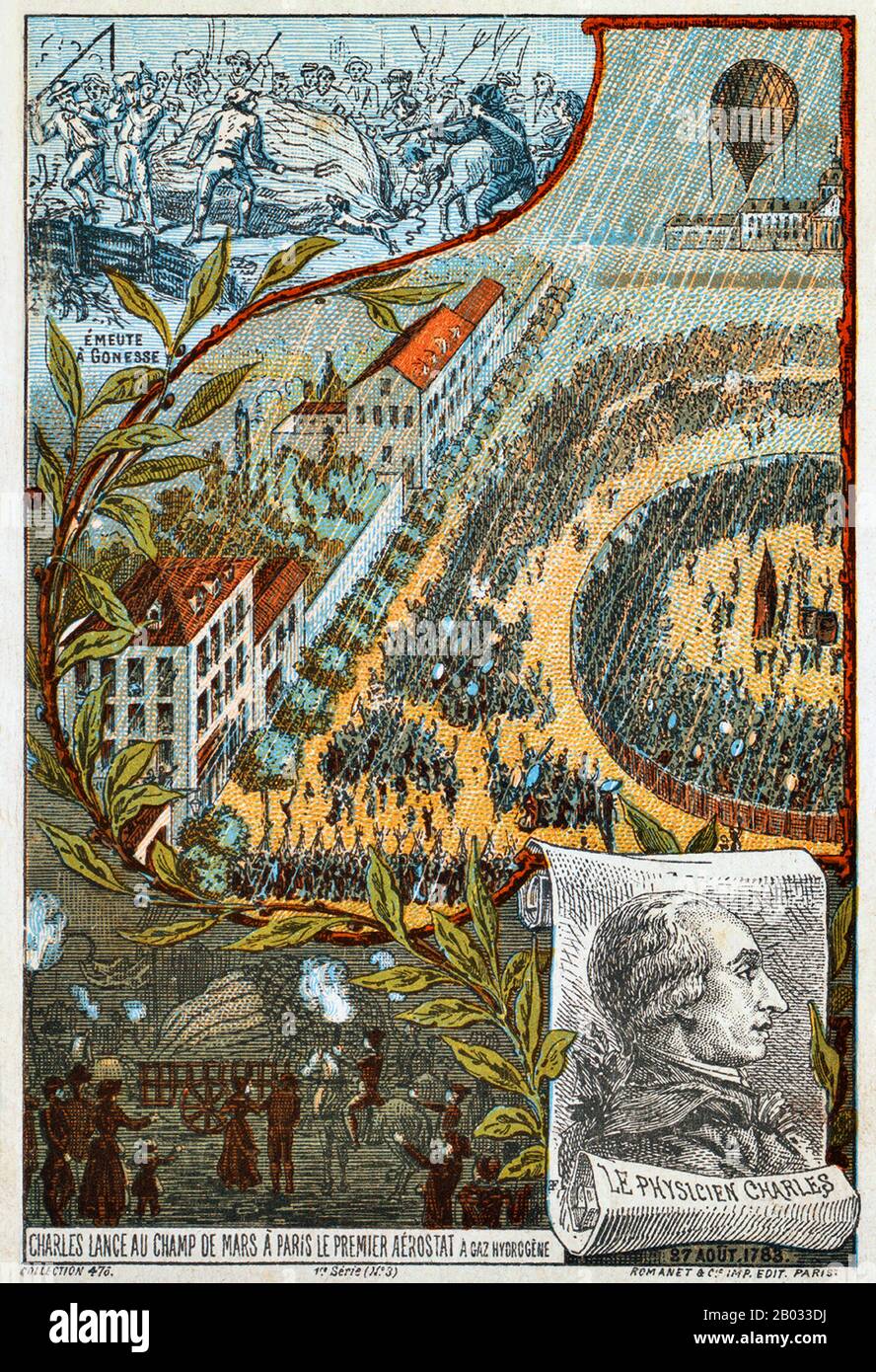 Un ballon est conceptuellement le plus simple de toutes les machines volantes. Le ballon est une enveloppe en tissu remplie d'un gaz plus léger que l'atmosphère environnante. Comme l'ensemble du ballon est moins dense que son environnement, il monte, en prenant avec lui un panier, attaché en dessous, qui transporte les passagers ou la charge utile. Bien qu'un ballon n'ait pas de système de propulsion, un degré de contrôle directionnel est possible en faisant monter ou descendre le ballon en altitude pour trouver des directions favorables du vent. Banque D'Images