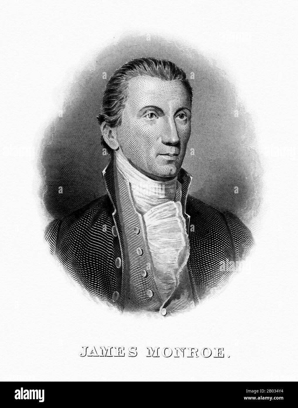 James Monroe (28 avril 1758 – 4 juillet 1831) était le cinquième président des États-Unis, siégeant entre 1817 et 1825. Monroe était le dernier président qui était un père fondateur des États-Unis et le dernier président de la dynastie des Virginie et de la génération républicaine. Il a acquis de l'expérience en tant qu'exécutif en tant que gouverneur de la Virginie et a pris l'importance nationale en tant que diplomate en France, lorsqu'il a aidé à négocier l'achat de la Louisiane en 1803. Durant la guerre de 1812, Monroe a occupé les rôles essentiels de secrétaire d'État et de secrétaire de guerre sous la présidence de James Madison. Banque D'Images