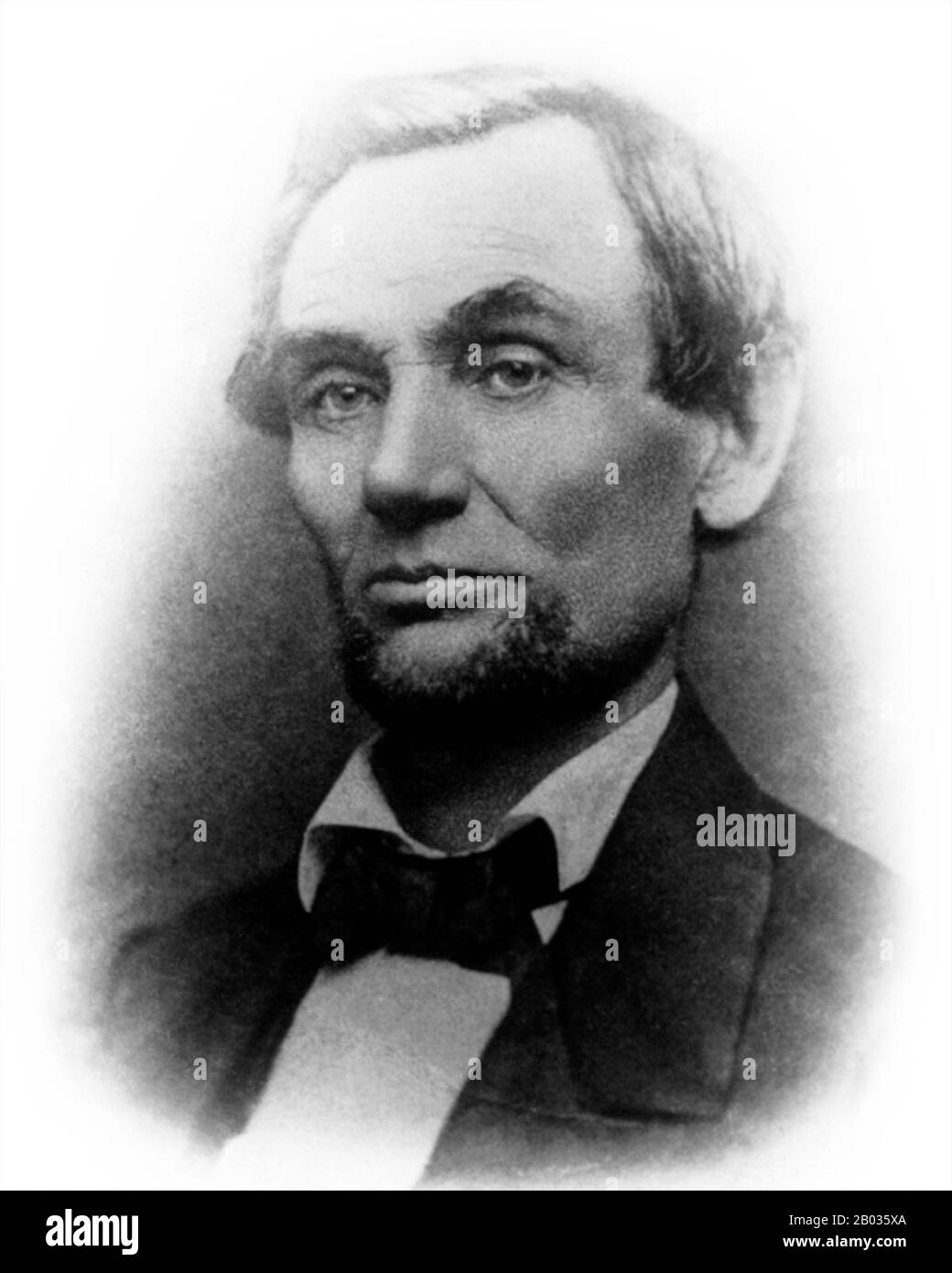 Abraham Lincoln (12 février 1809 – 15 avril 1865) fut le 16 président des États-Unis, servant de mars 1861 à son assassinat en avril 1865. Lincoln a conduit les États-Unis par sa guerre civile, sa guerre la plus sanglante et sa plus grande crise morale, constitutionnelle et politique. Ce faisant, il a préservé l'Union, aboli l'esclavage, renforcé le gouvernement fédéral et modernisé l'économie. Banque D'Images