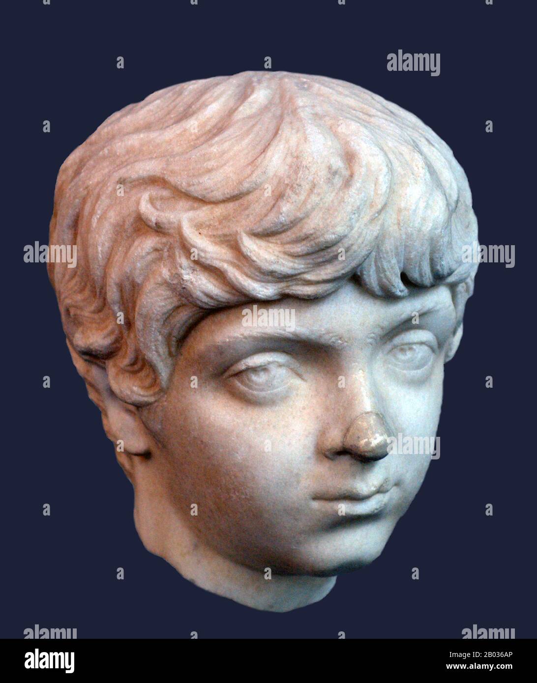 Geta (189-211 ce) était le fils plus jeune de l'empereur Sptimius Severus, né à Rome sous le règne de l'empereur Commodus. Geta se battait souvent avec son frère aîné, Caracalla, et nécessiterait la médiation de sa mère Julia Domna. Septimius Severus a nommé Geta 'Augustus' en 209, faisant de lui un co-empereur aux côtés de Caracalla, qui avait été nommé co-empereur il y a plus de 10 ans, en 198 ce. Septimius Severus est mort au début du 211 EC, avec Geta et Caracalla ont déclaré des empereurs conjoints et ordonné de retourner à Rome. Mais leur haine et leur rivalité les unes avec les autres n'ont pas abdié, et il y a même eu des discussions sur Spitt Banque D'Images