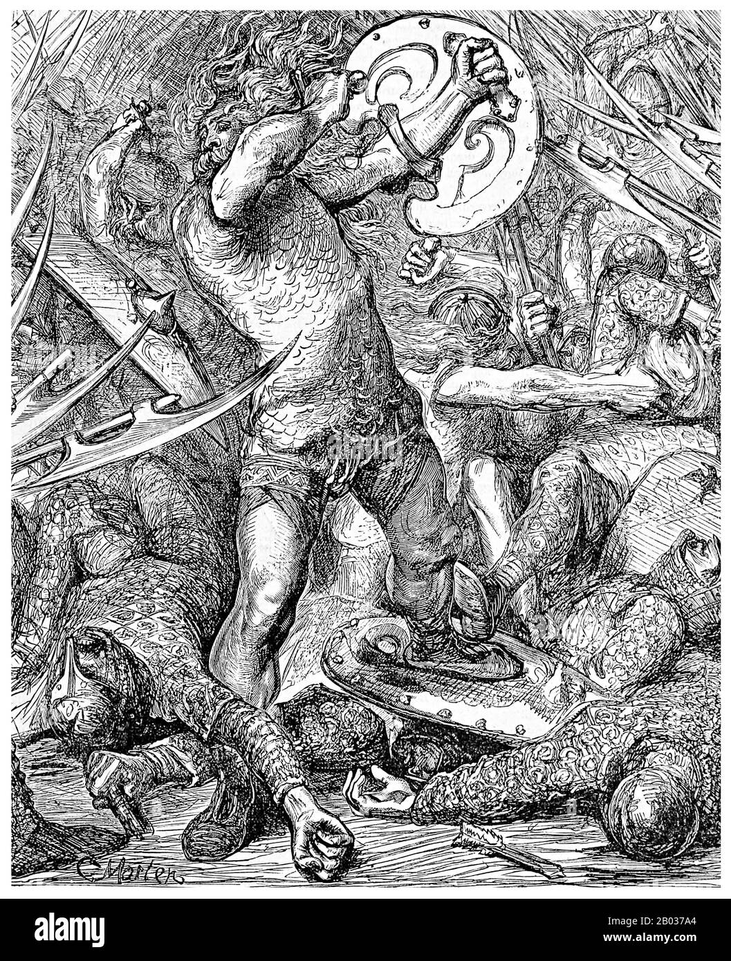 Hereward le réveil (aussi connu sous le nom de Hereward l'Outlaw ou Hereward l'exil, c. 1035 – c. 1072) était un chef du XIe siècle de résistance locale à la conquête normande de l'Angleterre. La base d'Hereward, lorsqu'il dirigeait la rébellion contre les dirigeants normands, était dans l'île d'Ely, et selon la légende il faisait le renard, couvrant North Cambridgeshire, Southern Lincolnshire et West Norfolk, menant l'opposition populaire à William le Conquérant. Banque D'Images