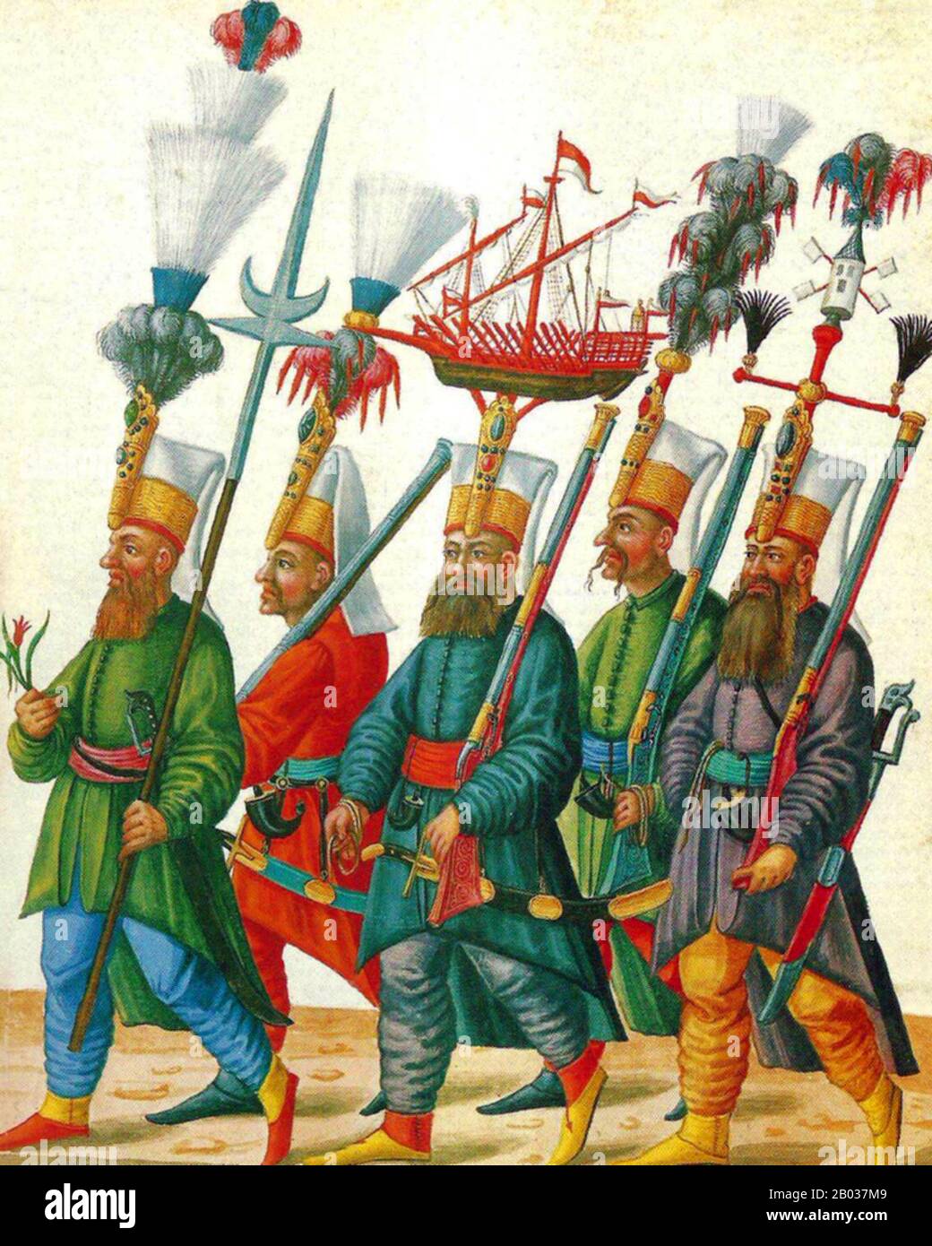 Les Janistaires étaient des unités d'infanterie d'élite qui formaient les troupes du Sultan ottoman, les gardes du corps et la première armée permanente d'Europe. Le corps a probablement été établi pendant le règne de Murad I (1362–89). Banque D'Images