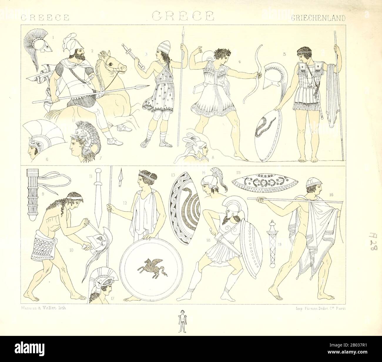 Ancienne Grèce mode et accessoires de Geschichte des kostüms dans chronologicher entwicklung (Histoire du costume dans le développement chronologique) par Racinet, A. (Auguste), 1825-1893. Et Rosenberg, Adolf, 1850-1906, Volume 1 imprimé à Berlin en 1888 Banque D'Images