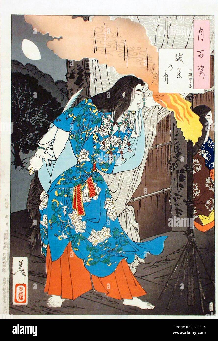 Yamato Takeru (c. 72-113), connu à l'origine sous le nom de Prince Osu, était une figure légendaire et mythique au Japon. Il était prince de la dynastie Yamato, fils du 12ème empereur du Japon, l'empereur Keiko. La vie et la mort de Yamato sont principalement chronicrées dans les contes "Kojiki" (712 ce) et "Nihon Shoki" (720 ce). Pour avoir claquant son frère aîné, Osu a été envoyé à la lutte dans la province d'Izumo par son père, qui craignait son tempérament brutal. Au lieu d'être tué cependant, Osu a réussi à vaincre ses ennemis et a été doué le titre 'Yamato Takeru' (la brave de Yamato). Son père n'était pas convaincu, encore peur Banque D'Images