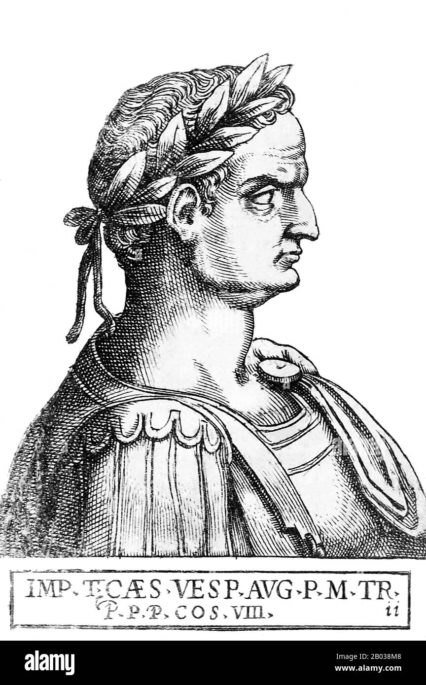 Fils naturel et héritier de l'empereur Vespasien, Tite (39-81 ce) était membre de la dynastie Flavienne, le premier empereur romain à succéder à son propre père biologique. Tite, comme son père, avait gagné beaucoup de renommée en tant que commandant militaire, surtout pendant la première guerre judéo-romaine. Quand son père est parti pour revendiquer le trône impérial après la mort de Nero, Tite a été laissé derrière lui pour mettre fin à la rébellion juive, qui s'est produite en 70 ce avec le siège et le naufrage de Jérusalem. L'Arche de Tite a été construite en l'honneur de sa destruction de la ville. Il était également connu pour sa relation controversée avec les Jewi Banque D'Images