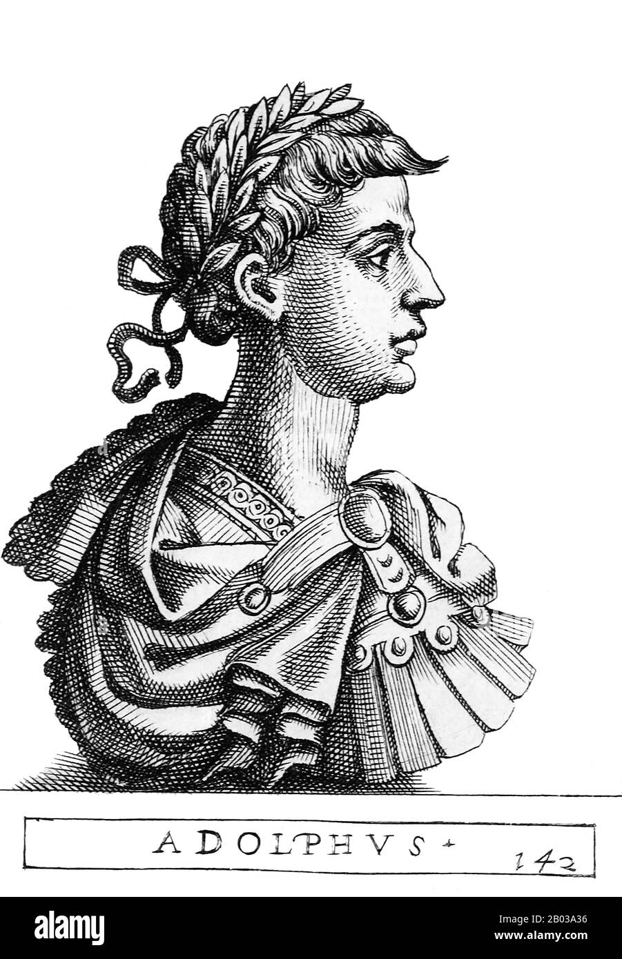 Adolf d'Allemagne (1255-1298), également connu sous le nom d'Adolf de Nassau, était le fils de Walim II, comte de Nassau, et succède à son père en 1276. Quand le roi Rudolf je suis mort en 1291 sans avoir réussi à obtenir l'élection de son fils aîné Albert, Adolf a été choisi par Le Collège Des Électeurs des princes et évêques impériaux, en le pensant facile à contrôler et à manipuler. Il a été élu roi d'Allemagne en 1292. Adolf a immédiatement dû payer et faire des concessions importantes aux électeurs et aux archevêques qui lui avaient donné la couronne. Adolf avait une puissance et une influence négligeables dans son propre empire, mais il a bientôt trois Banque D'Images