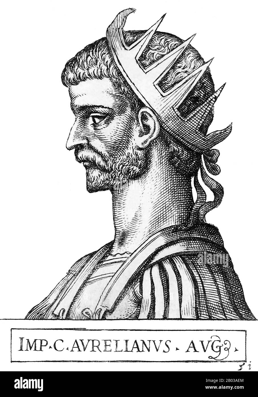 Aurelian (214/215-275 ce) est passé d'humbles débuts, et a traversé les rangs de l'armée romaine à une position de pouvoir et d'influence sous l'empereur Claudius Gothicus. Après quelques mois, lorsque le trône a été saisi par le frère de Claudius, Quintillus, après la mort de l'ancien en 270 ans, Aurelian s'est monté pour devenir empereur par la volonté de ses soldats. Banque D'Images