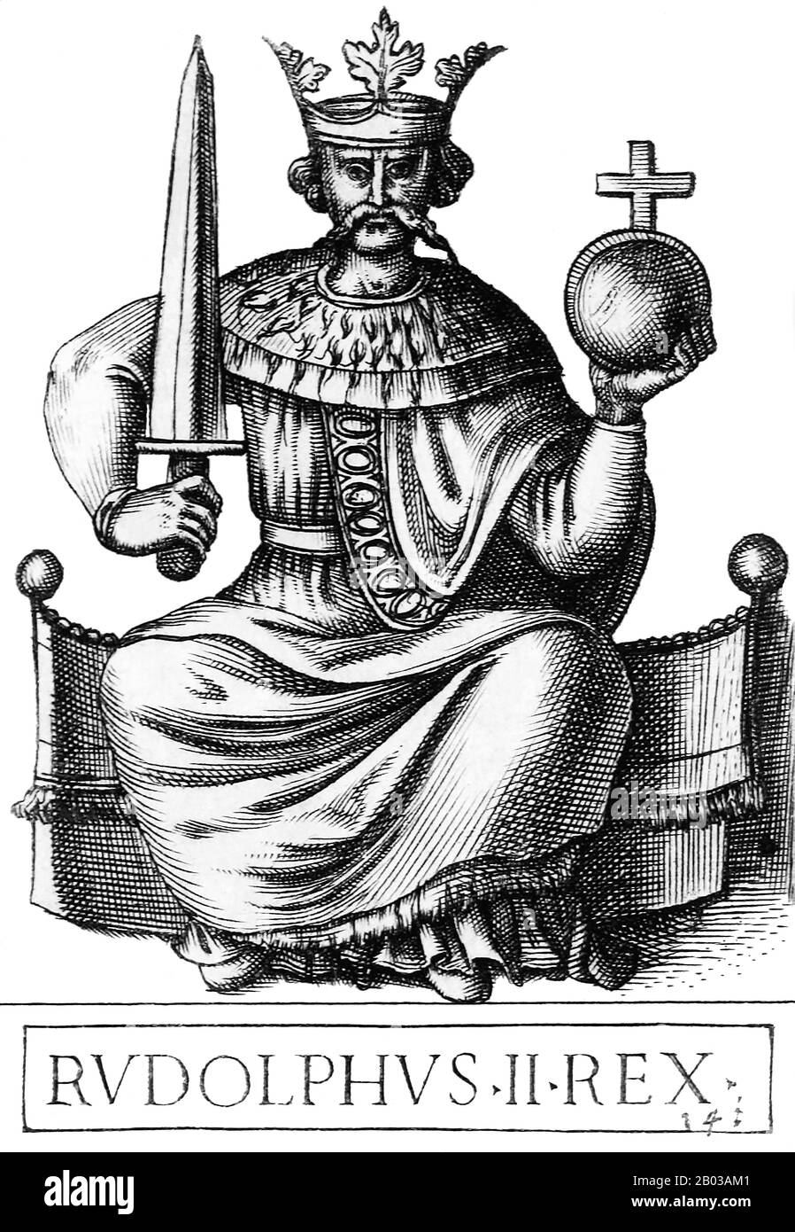 Rudolf I (1218-1291), également connu sous le nom de Rudolf de Habsburg, était le fils du comte Albert IV de Habsburg, et devint comte après la mort de son père en 1239. Son parrain était l'empereur Frederick II, à qui il a effectué de fréquentes visites de cour. Rudolf a mis fin au Grand Interregnum qui avait englouti le Saint Empire romain après la mort de Frederick lorsqu'il a été élu roi d'Allemagne en 1273. Banque D'Images