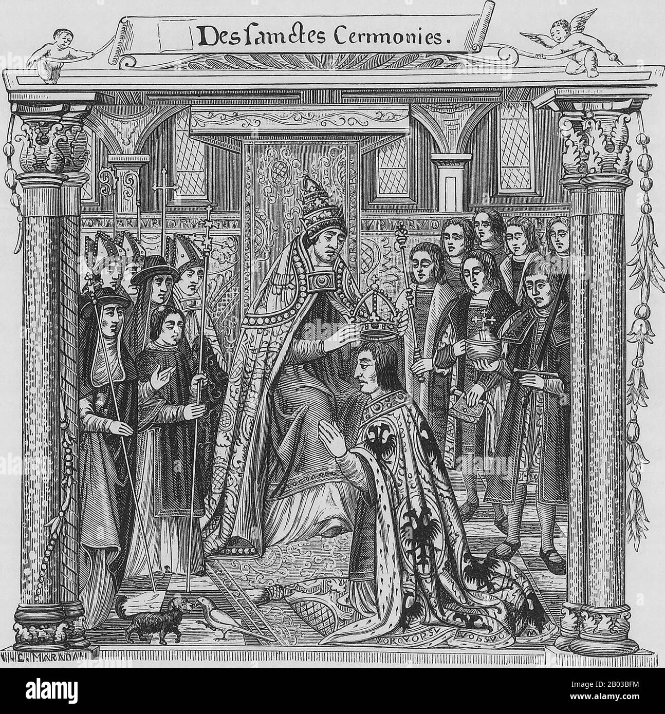 Maximilian I (22 mars 1459 – 12 janvier 1519), fils de Frédéric III, empereur romain Saint, Et Eleanor du Portugal, était roi des Romains (aussi connu comme roi des Allemands) de 1486 et empereur romain Saint de 1508 jusqu'à sa mort, bien qu'il n'ait jamais été couronné par le Pape, le voyage à Rome était toujours trop risqué. Banque D'Images