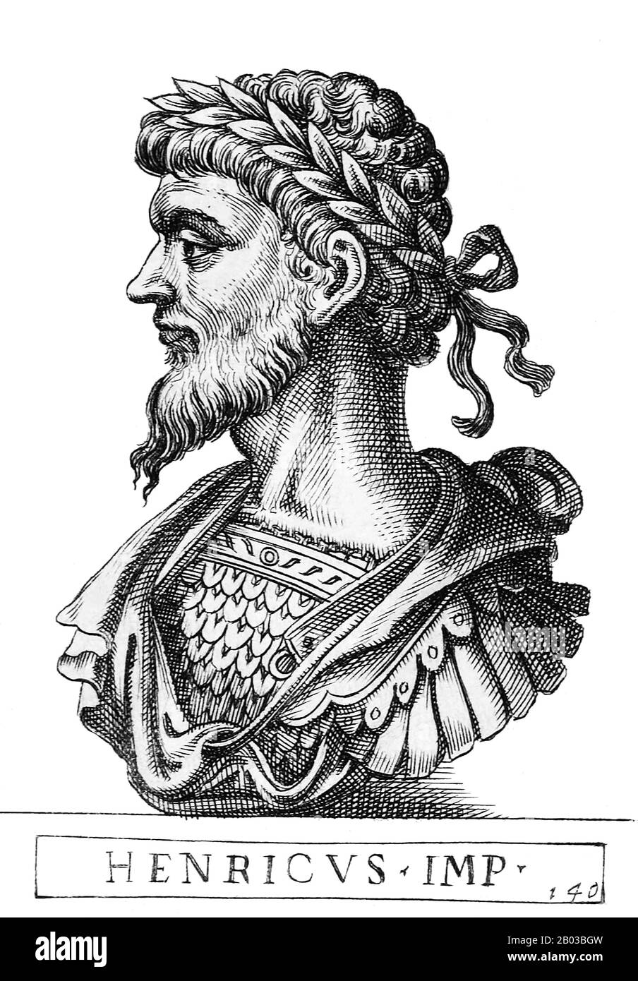 Henry d'Allemagne (1211-1242) était le seul fils de l'empereur Frédéric II avec sa première épouse Constance d'Aragon. Henry a été couronné roi de Sicile en 1212, de sorte que Frederick puisse poursuivre sa revendication à la couronne de l'Allemagne, comme un accord entre Frederick et le Pape Innocent III avait précisé que l'Allemagne et la Sicile ne devraient pas être unis sous un seul dirigeant. Lorsque le Pape est mort en 1216, Frederick a réattribué le titre de roi de Sicile un an plus tard et a fait d'Henry le duc de Swabia à la place. Henry fut couronné roi d'Allemagne en 1222, co-dirigeant avec son père. Henry est numéroté uniquement entre parenthèses comme il Banque D'Images