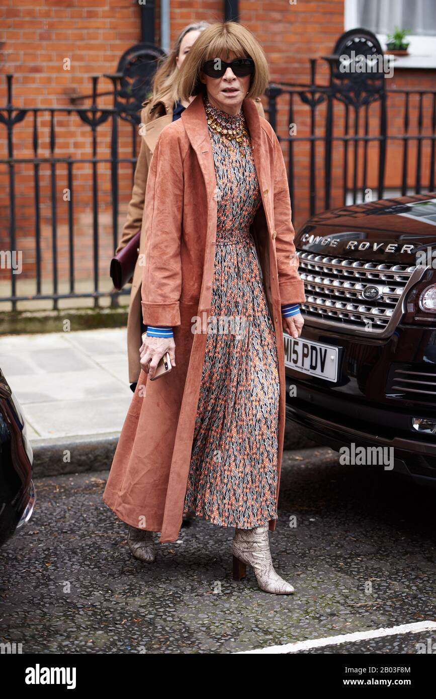 Anna Wintour arrive au JW Anderson Runway Show, London Fashion week, automne/hiver 2020 Banque D'Images