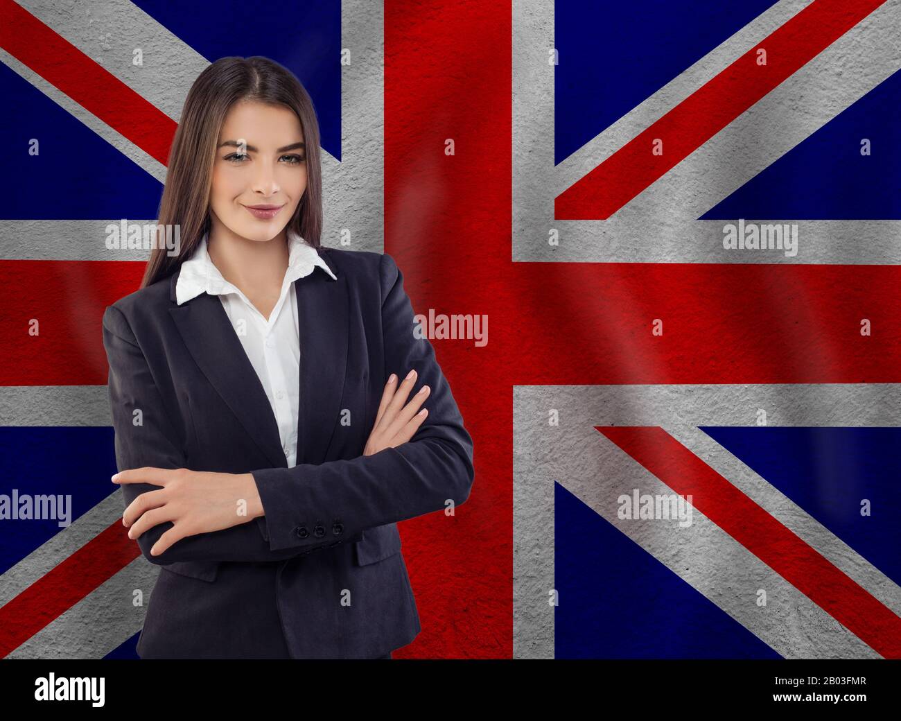 Jeune femme prête pour les affaires ou apprendre la langue Banque D'Images