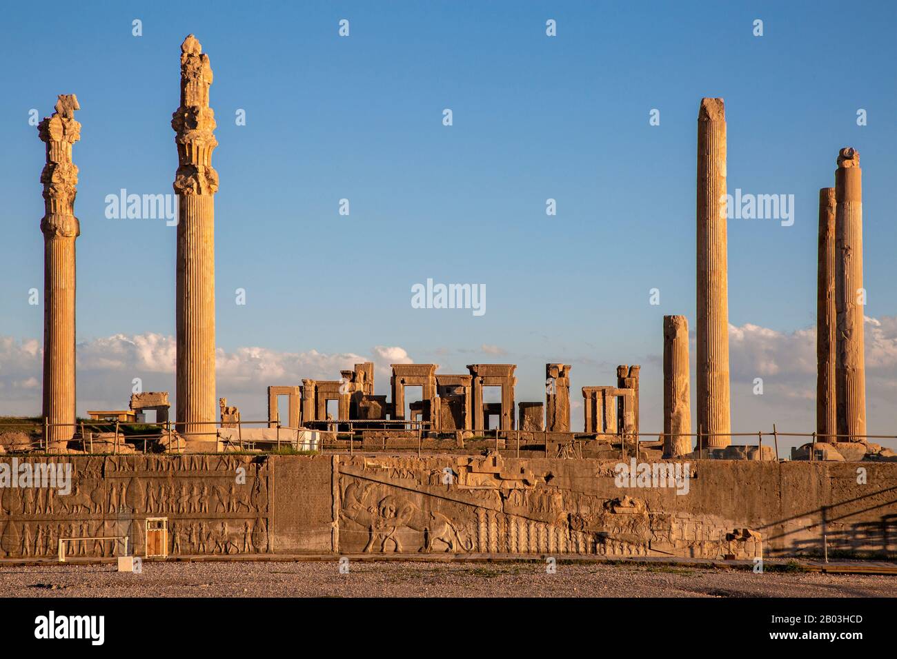Ruines de l'ancienne ville persane de Persepolis près de Shiraz, Iran Banque D'Images