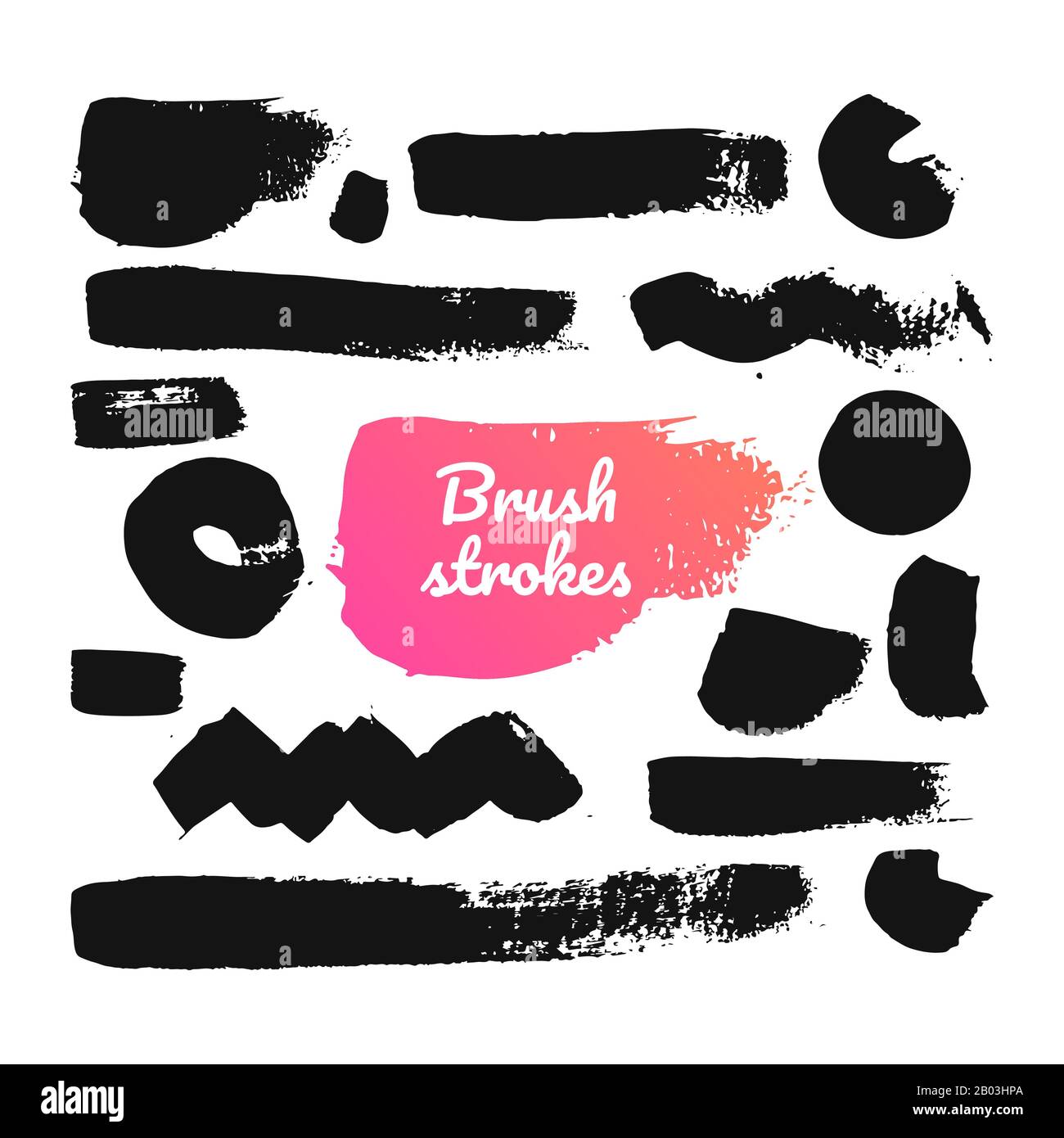 Traits de pinceau noirs - ensemble d'éléments de conception isolés Illustration de Vecteur