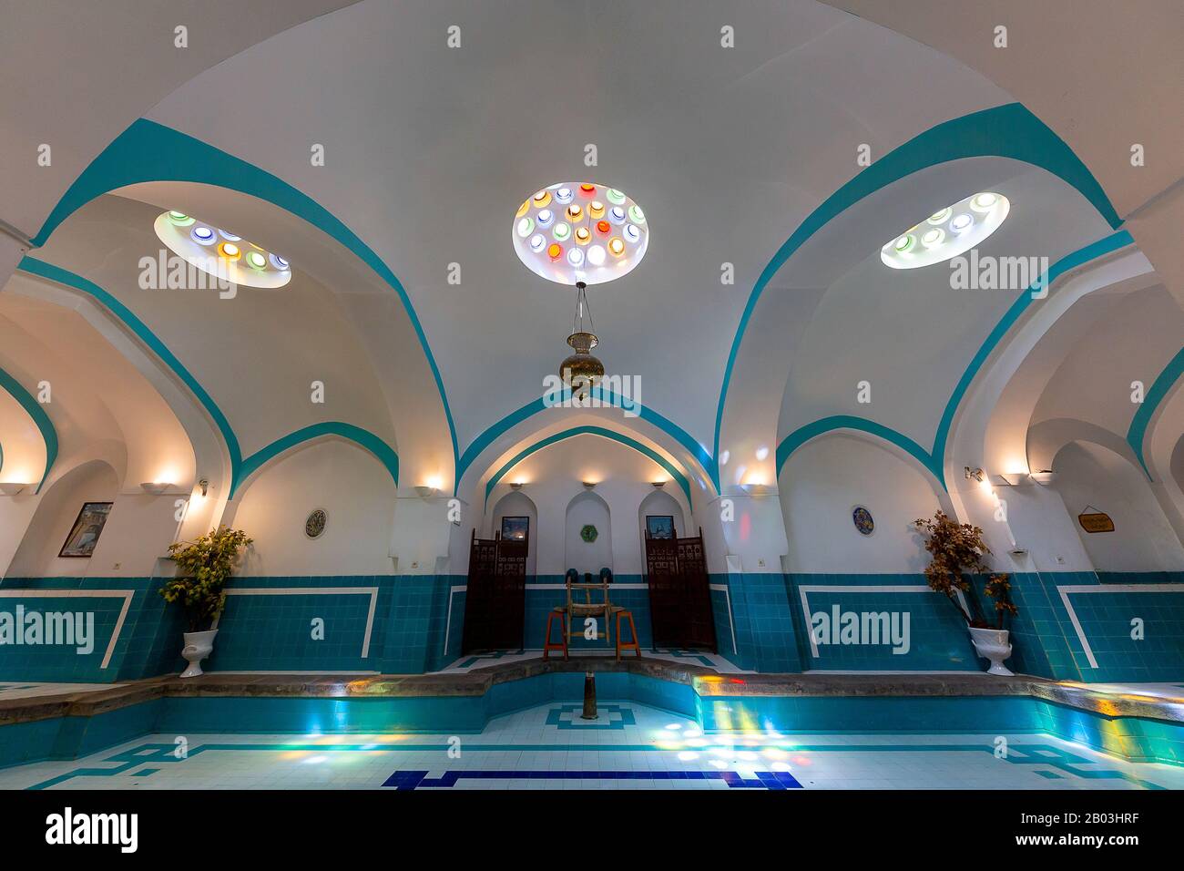 Intérieur de la maison historique de bain à Yazd, Iran Banque D'Images