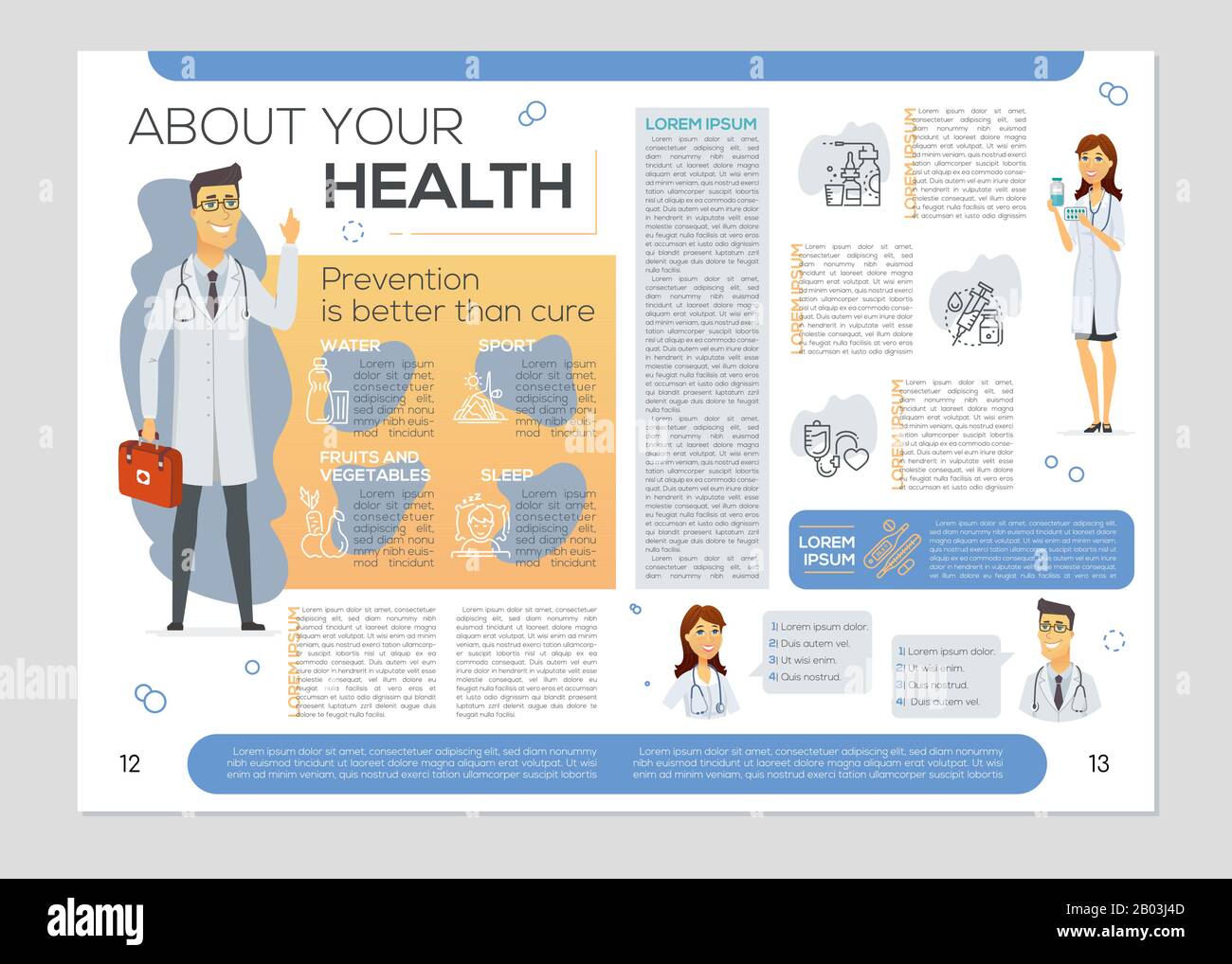 Votre article de santé - modèle de brochure vectorielle colorée Illustration de Vecteur