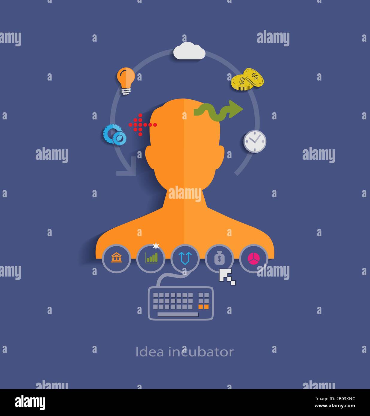 Incubateur d'idée concept design plat et d'icônes pour site web, la programmation, les applications de téléphonie mobile et services Illustration de Vecteur