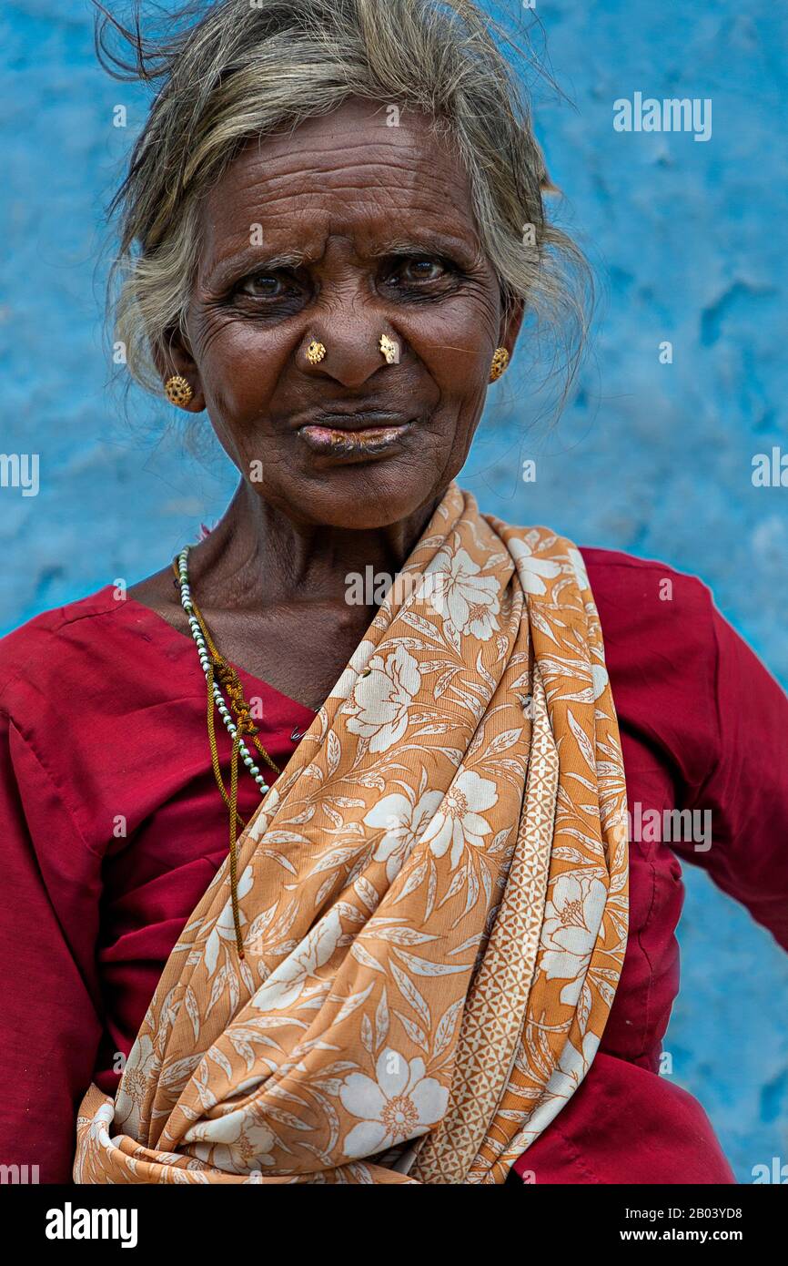 Portrait de la femme Sri-lankaise, à Nuwara Eliya, Sri Lanka Banque D'Images