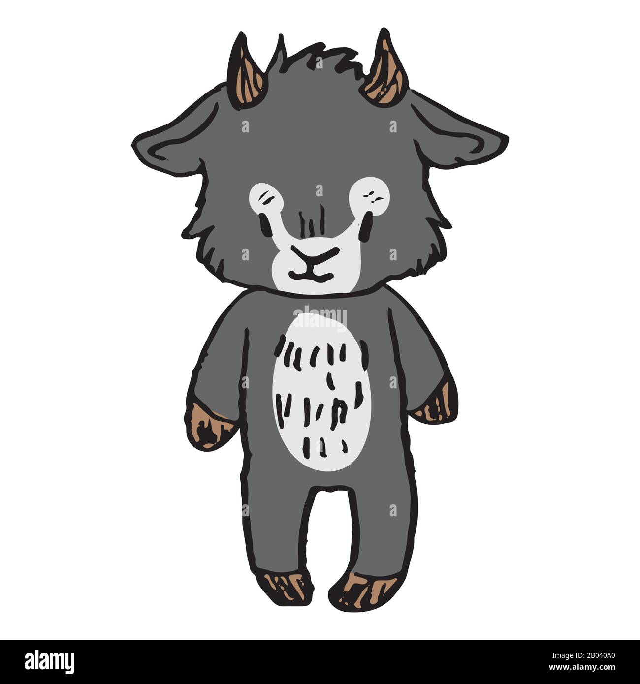 Mignonne Chevre Rigole Souriante Dans Un Clipart Vectoriel De Style Naif Bebe Des Alpes Billy Chevre Avec Des Cornes Kawaii Illustration Drole D Animaux De Ferme Betail Isole Image Vectorielle Stock