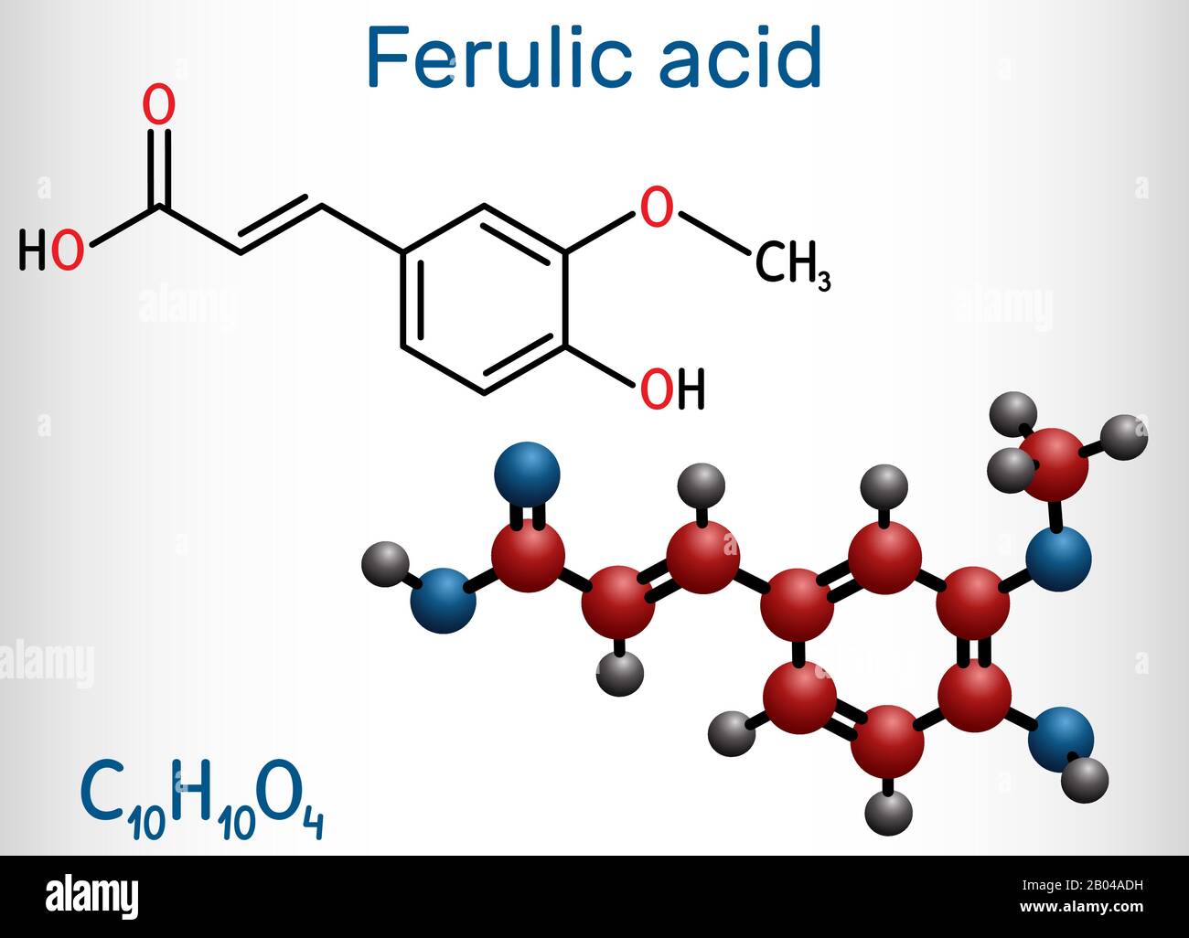 Acide ferulique, acide coniférique, molécule C10H10O4. Il s'agit de l