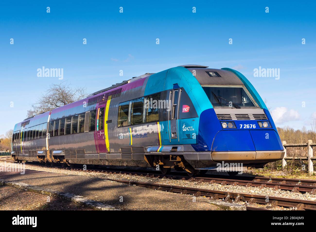 Train multi-unités diesel SNCF classe 72500 à la gare de Loches, Indre-et-Loire, France. Banque D'Images