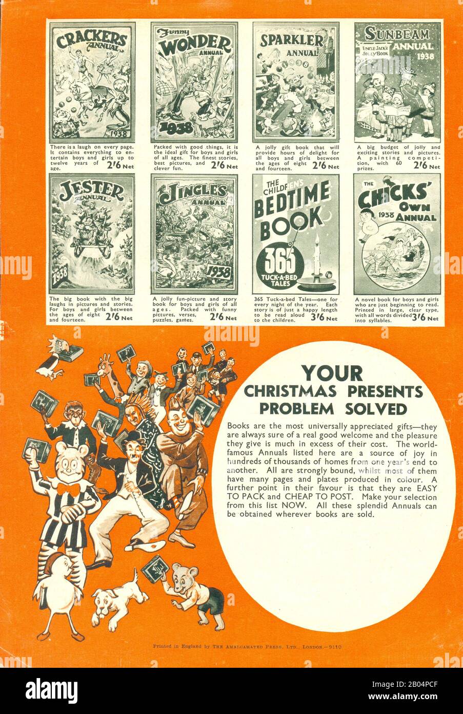 Dépliant publicitaire annuals comme Noël présente 1938 Banque D'Images