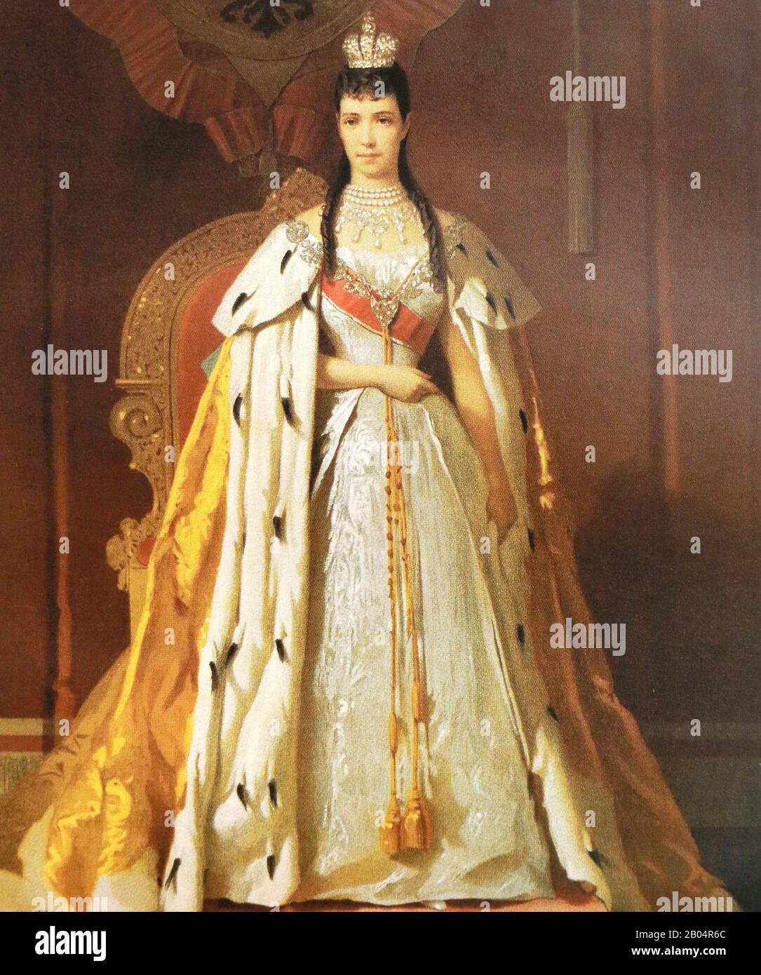L'impératrice russe Maria Fedorovna en vêtements pour couronnement le 15  mai 1883. Peinture de A. Sokolov, XIXe siècle Photo Stock - Alamy