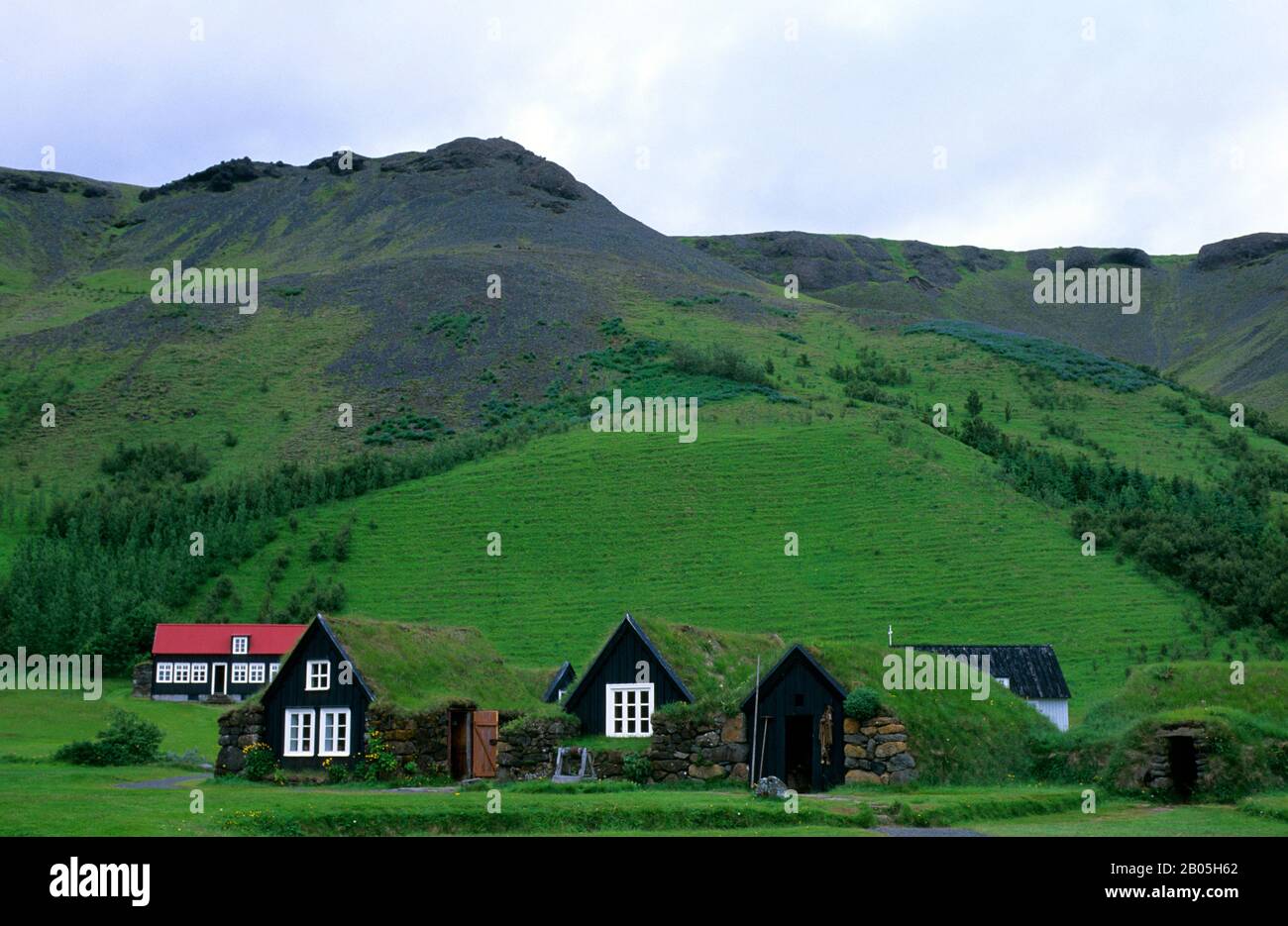 ISLANDE, CÔTE SUD, VILLAGE DE SKOGAR, MUSÉE, ANCIENNE MAISON À PARTIR DE 1765 Banque D'Images