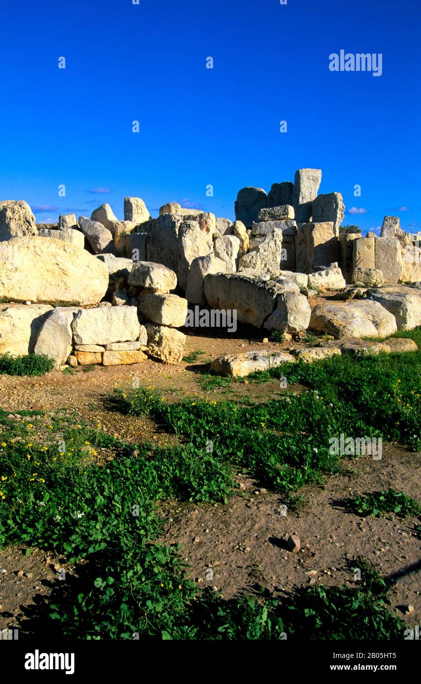 MALTE, TEMPLE HAGAR QIM, 2700 AV. J.-C. Banque D'Images