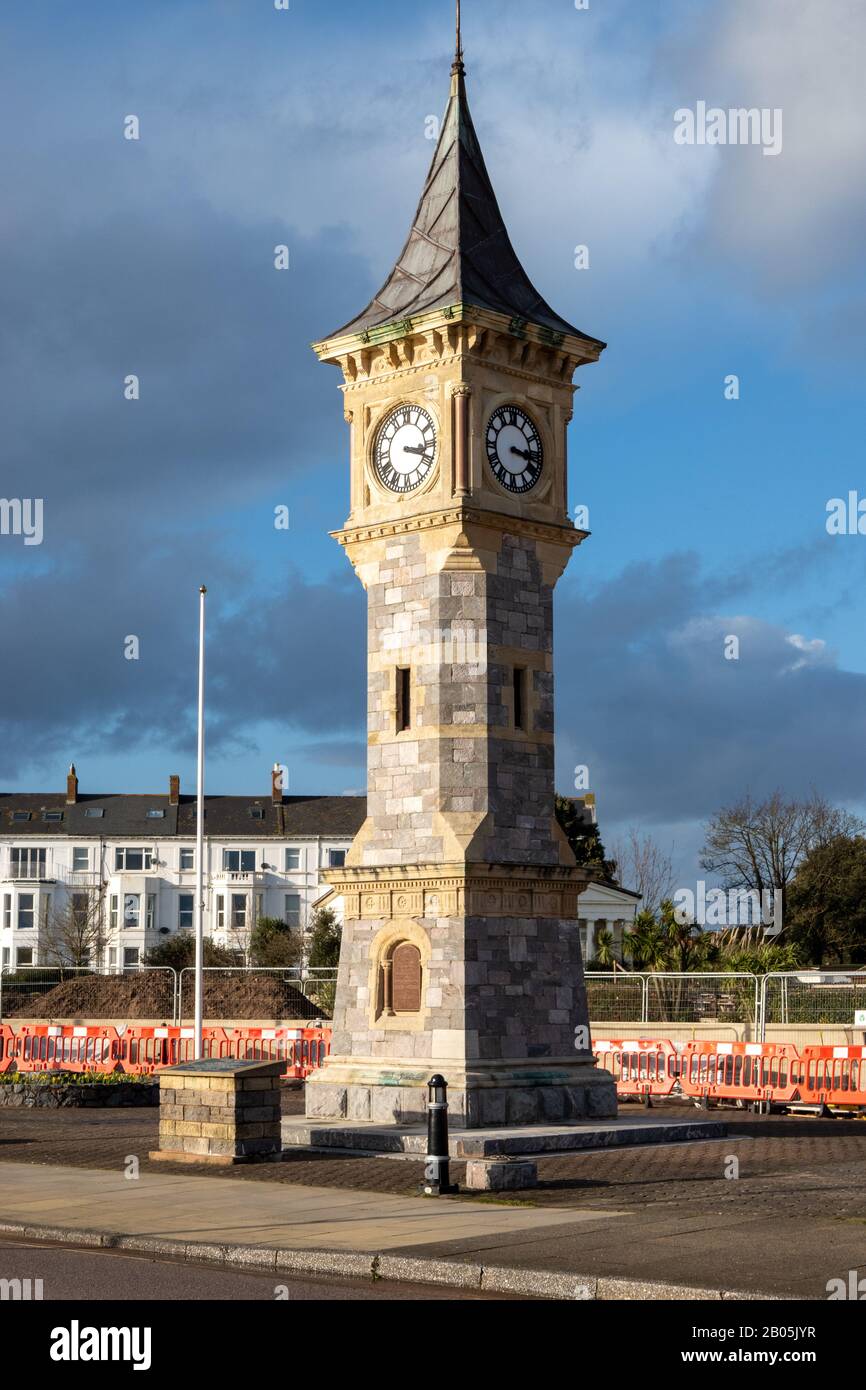 La Jubilee Clock Tower, L'Esplanade, Exmouth, Devon Banque D'Images