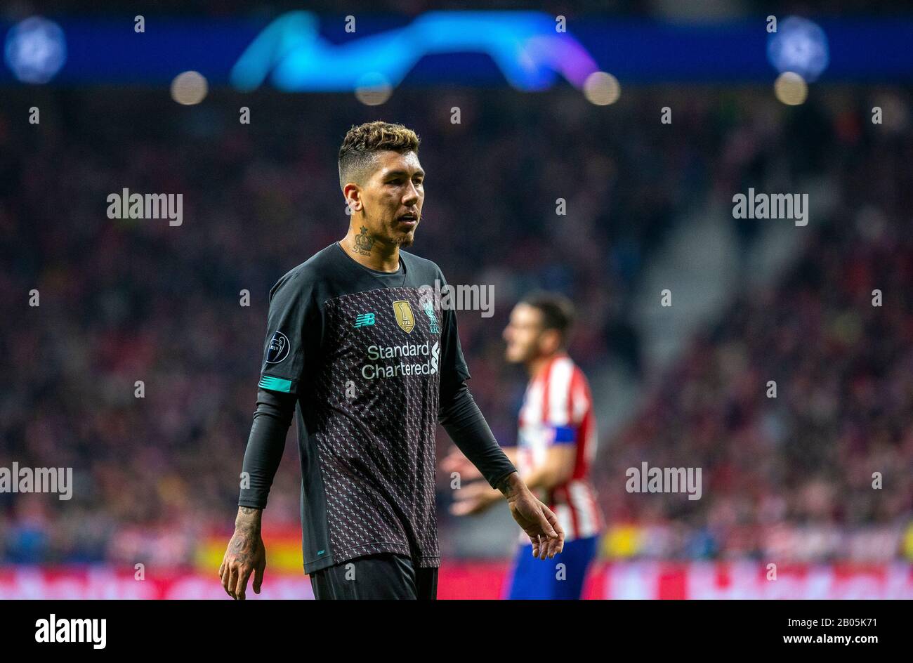 Le FC Roberto Firmino de Liverpool a vu en action pendant le match de la Ligue des Champions de l'UEFA, tour de 16 première jambe entre l'Atletico de Madrid et le FC Liverpool au stade Wanda Metropolitano de Madrid.(score final; Atletico de Madrid 1:0 Liverpool FC) Banque D'Images