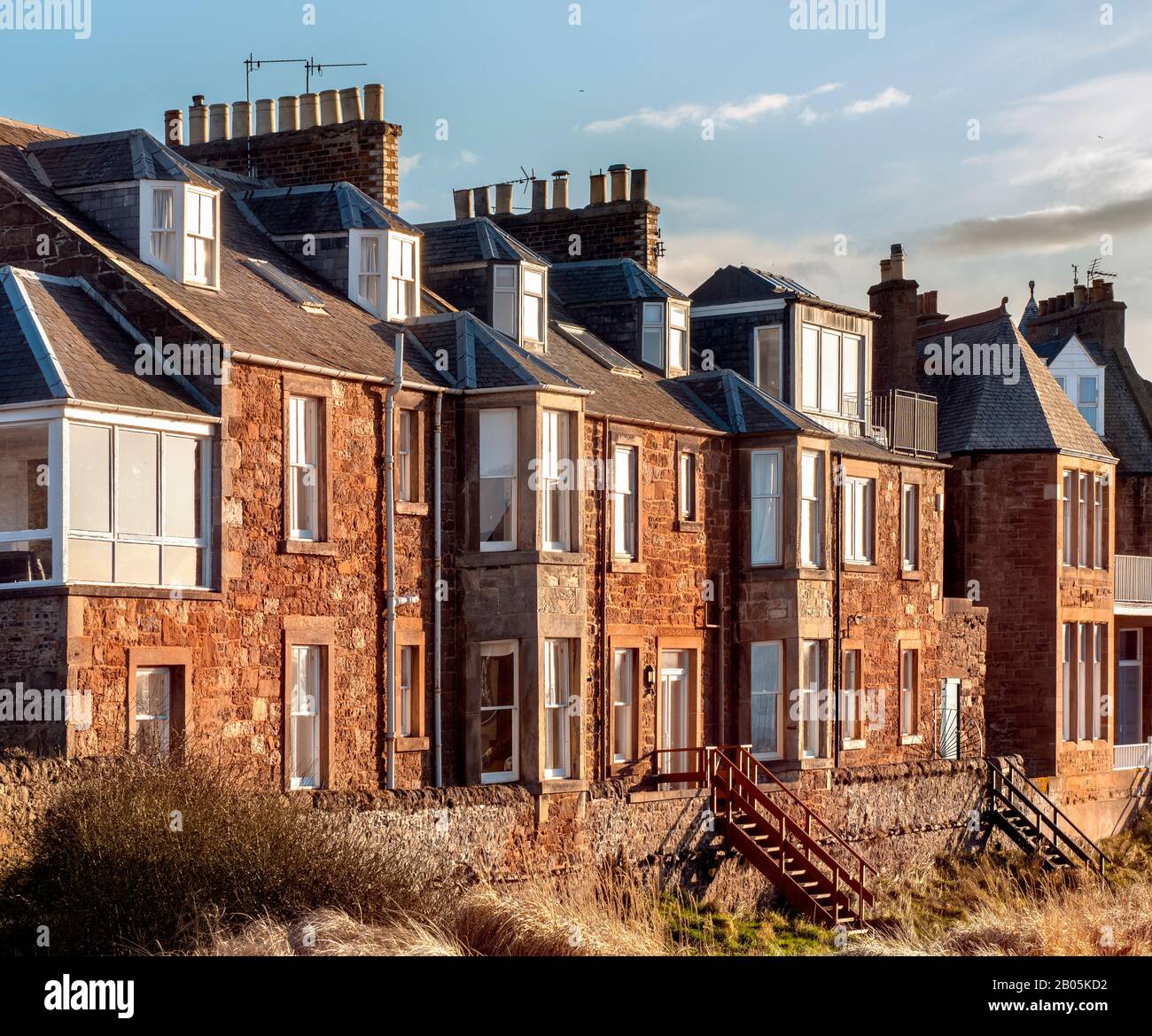 Maisons près de la plage de North Berwick, East Lothian, Ecosse, Royaume-Uni. Banque D'Images