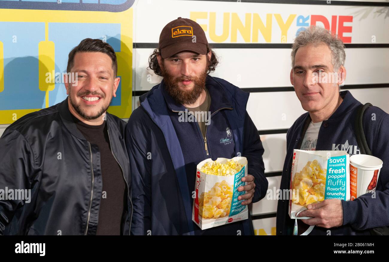 New York, NY - 18 février 2020: SAL Vulcano, Josh Safdie, et Ronald Bronstein assistent à la première de Jokers Impratiques: Le film à AMC Lincoln Square Banque D'Images