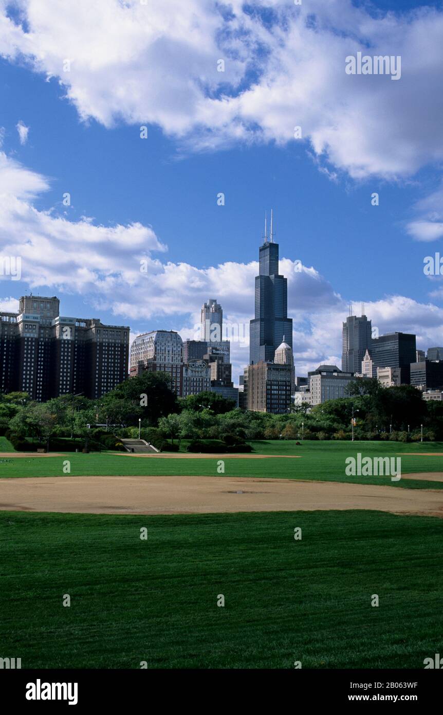 ÉTATS-UNIS, ILLINOIS, CHICAGO, GRANT PARK, HORIZON DE CHICAGO Banque D'Images